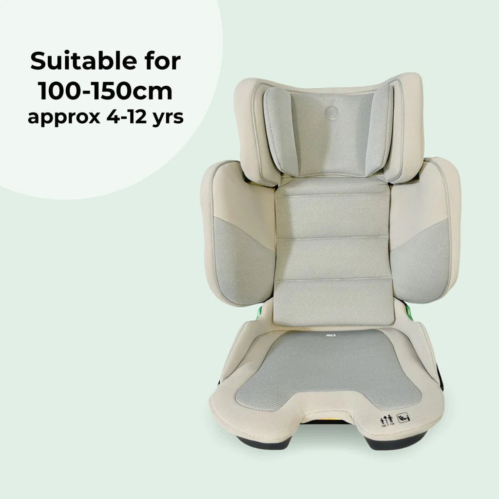 My Babiie MBCS23 i - Size (100 - 150cm) Compact High Back Booster Car Seat - Stone (Clearance) - For Your Little One
