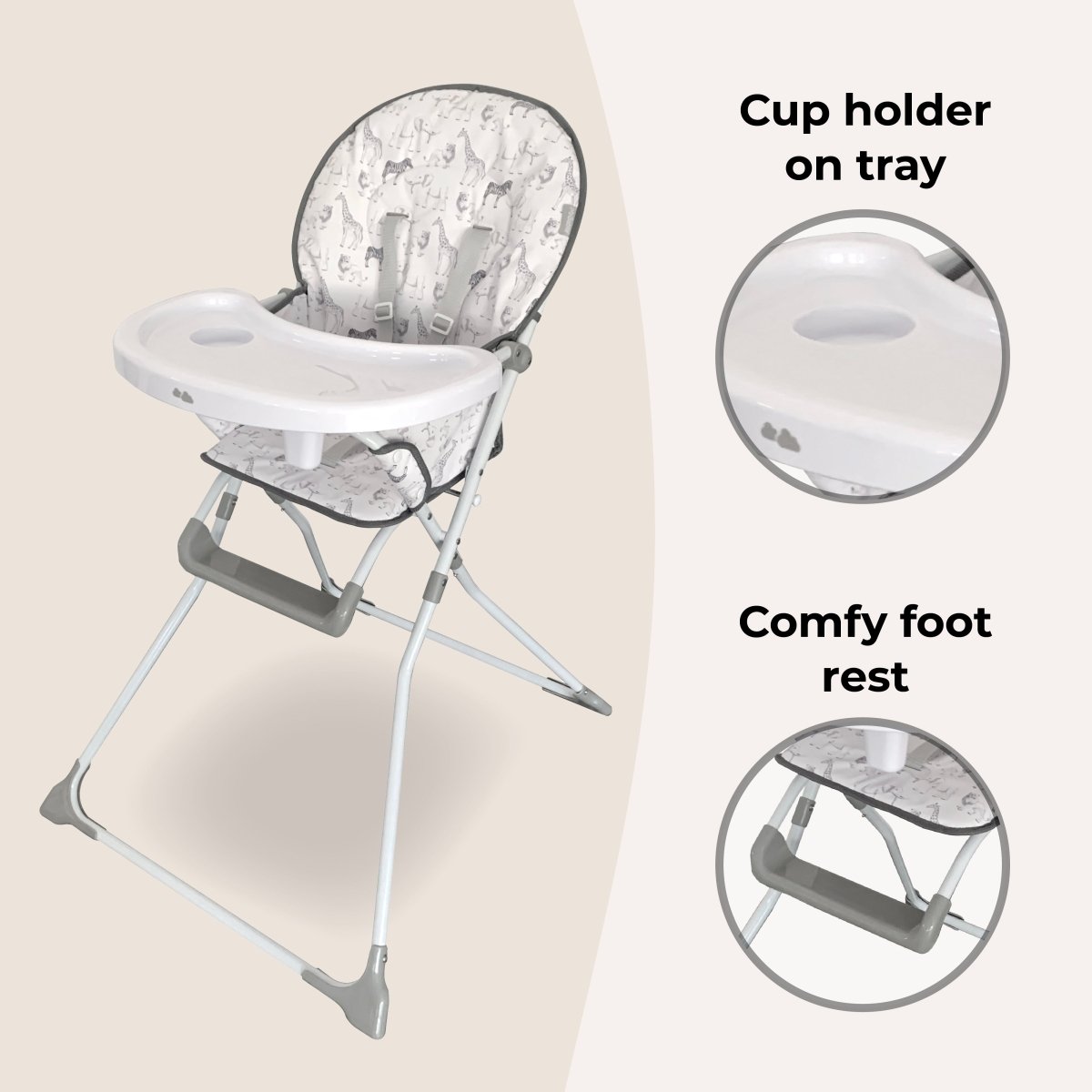 My Babiie MBHC1 Compact Highchair - Safari - For Your Little One