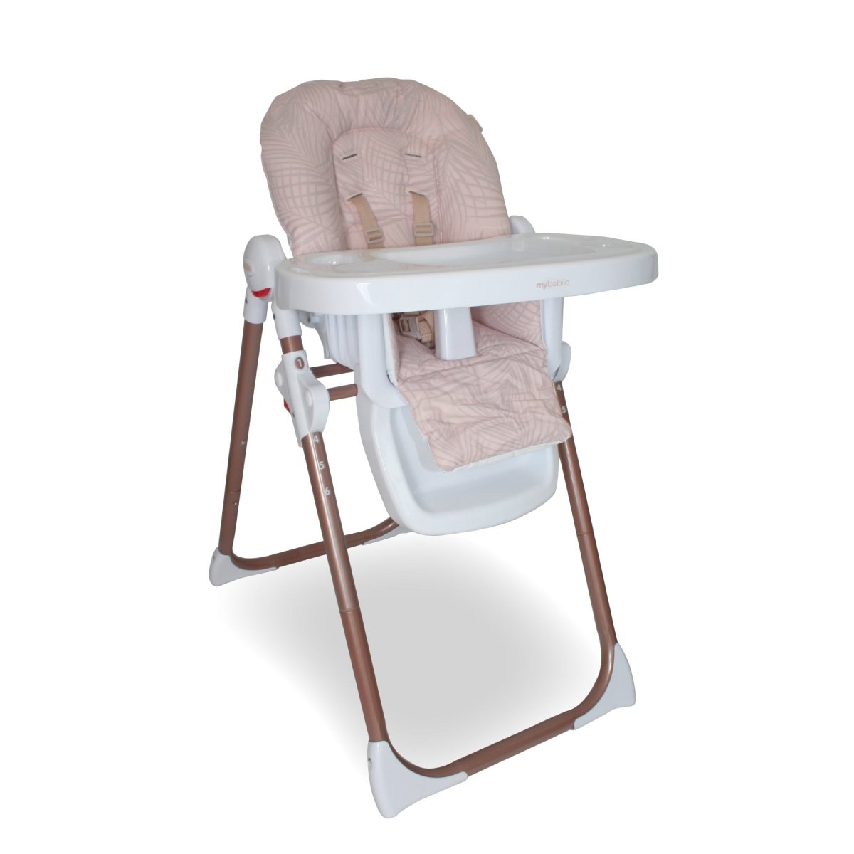 My Babiie MBHC8 Premium Highchair - Rose Gold Blush Tropical - For Your Little One