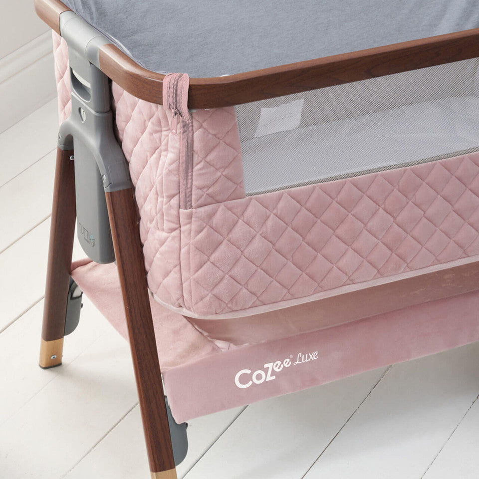 Tutti Bambini CoZee Luxe Bedside Crib - Walnut/Blush -  | For Your Little One
