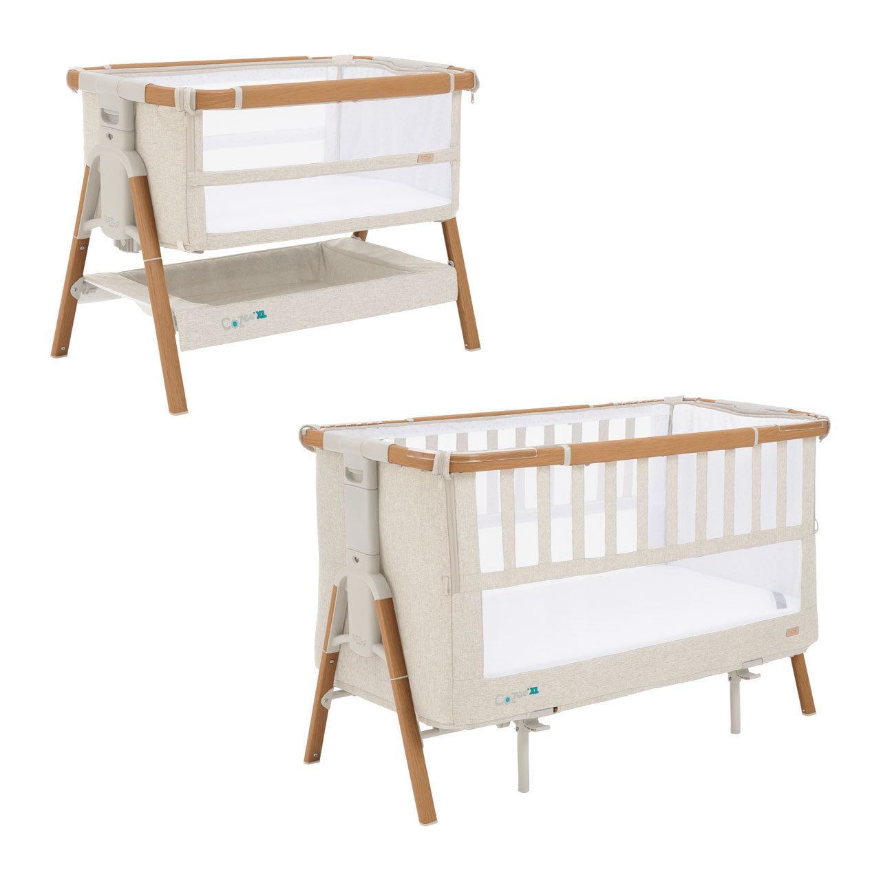 Tutti Bambini Cozee XL Bedside Crib & Cot - Scandinavian Walnut / Ecru -  | For Your Little One