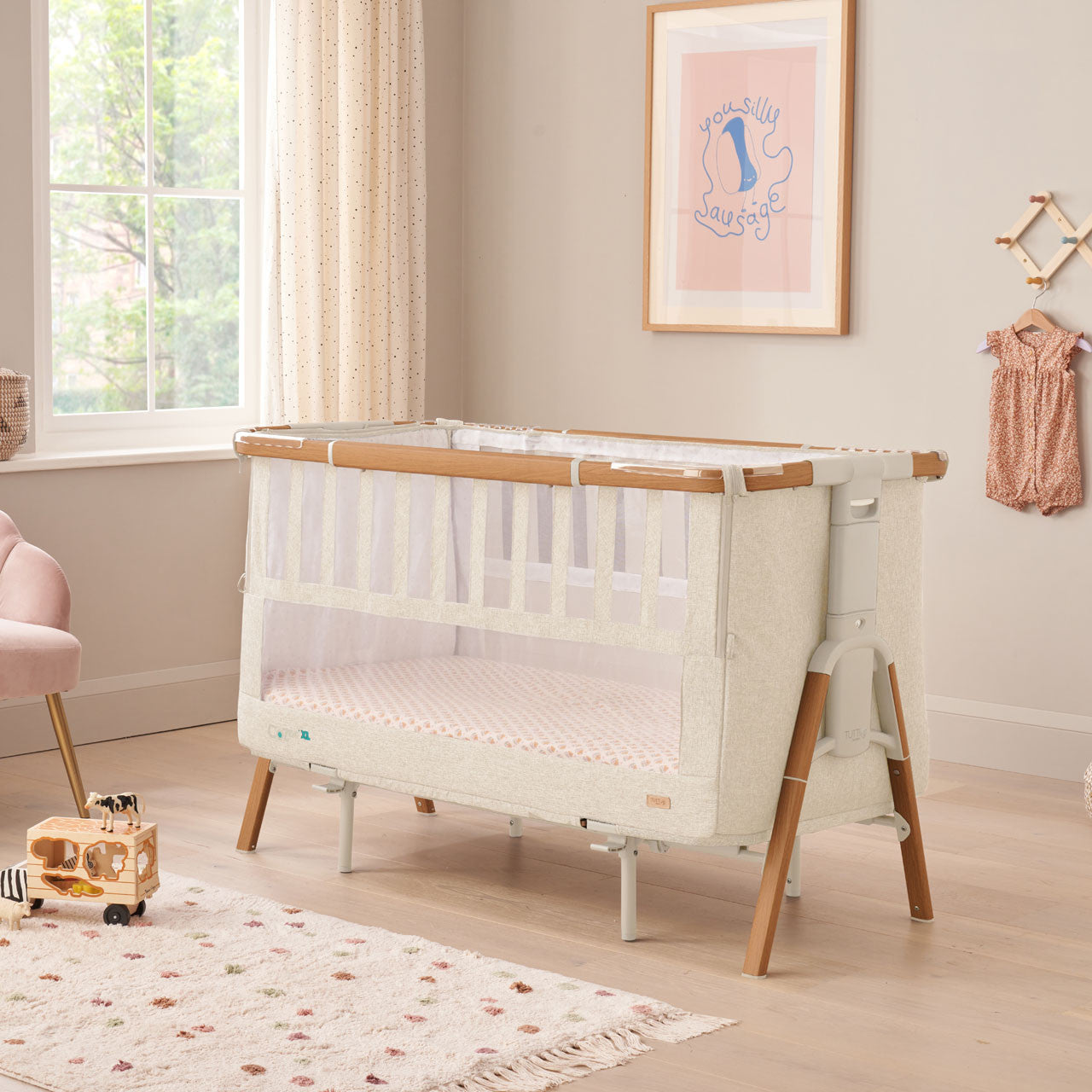 Tutti Bambini Cozee XL Bedside Crib & Cot - Scandinavian Walnut / Ecru - For Your Little One