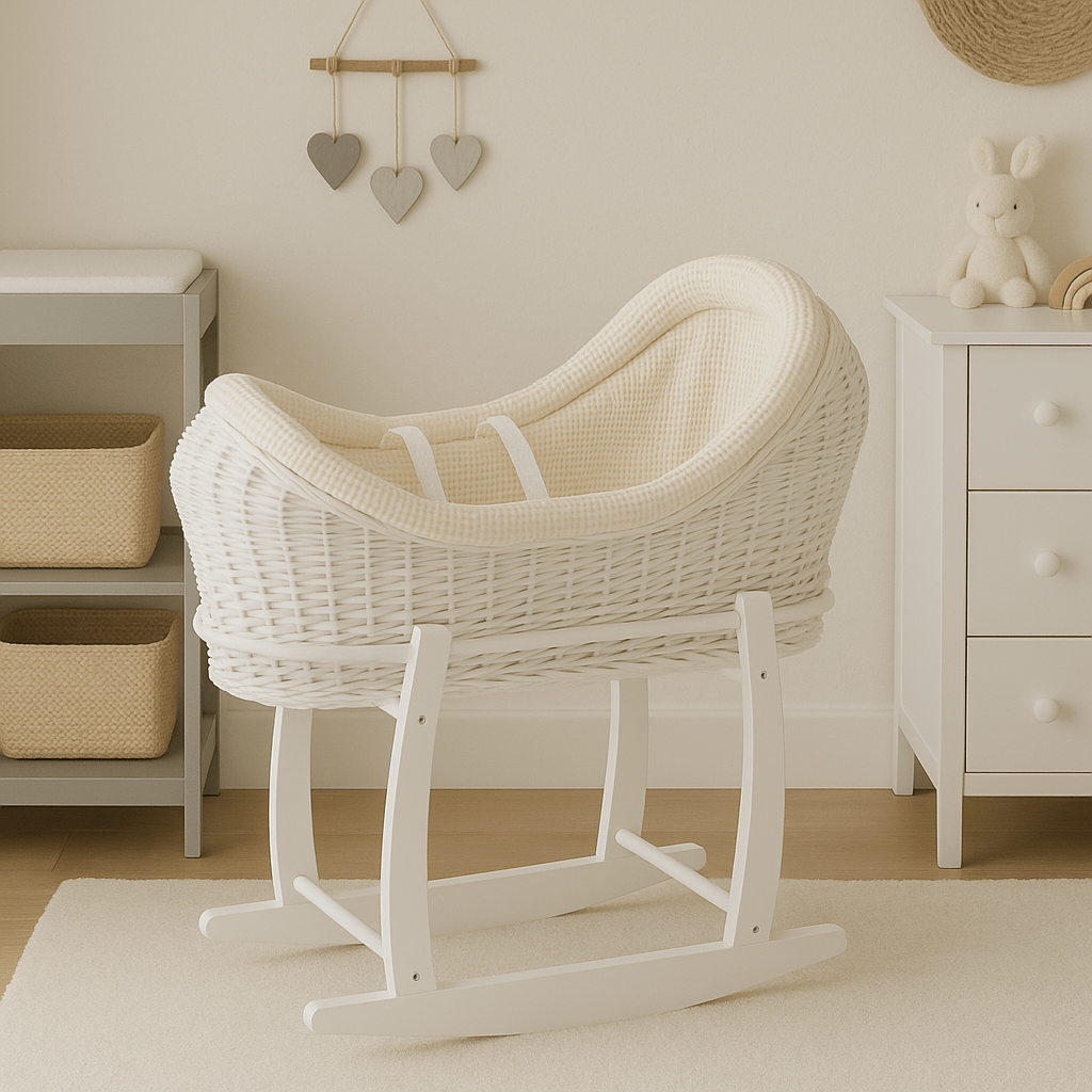 Wicker Deluxe Pod Baby Moses Basket With Stand - For Your Little One