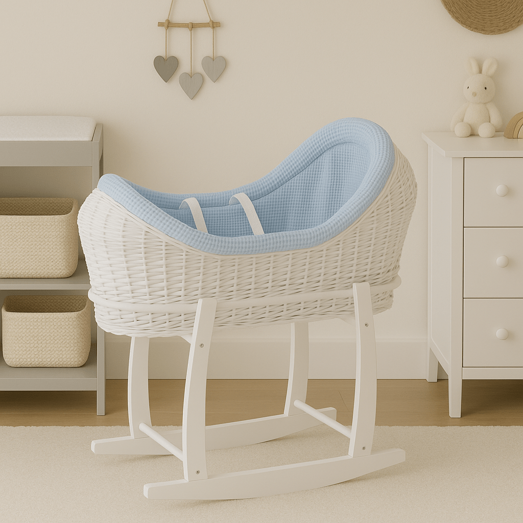 Wicker Deluxe Pod Baby Moses Basket With Stand - For Your Little One