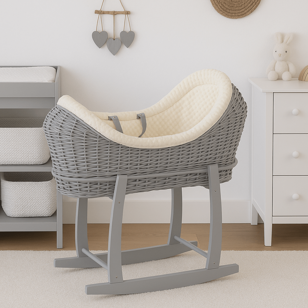Wicker Deluxe Pod Baby Moses Basket With Stand - For Your Little One