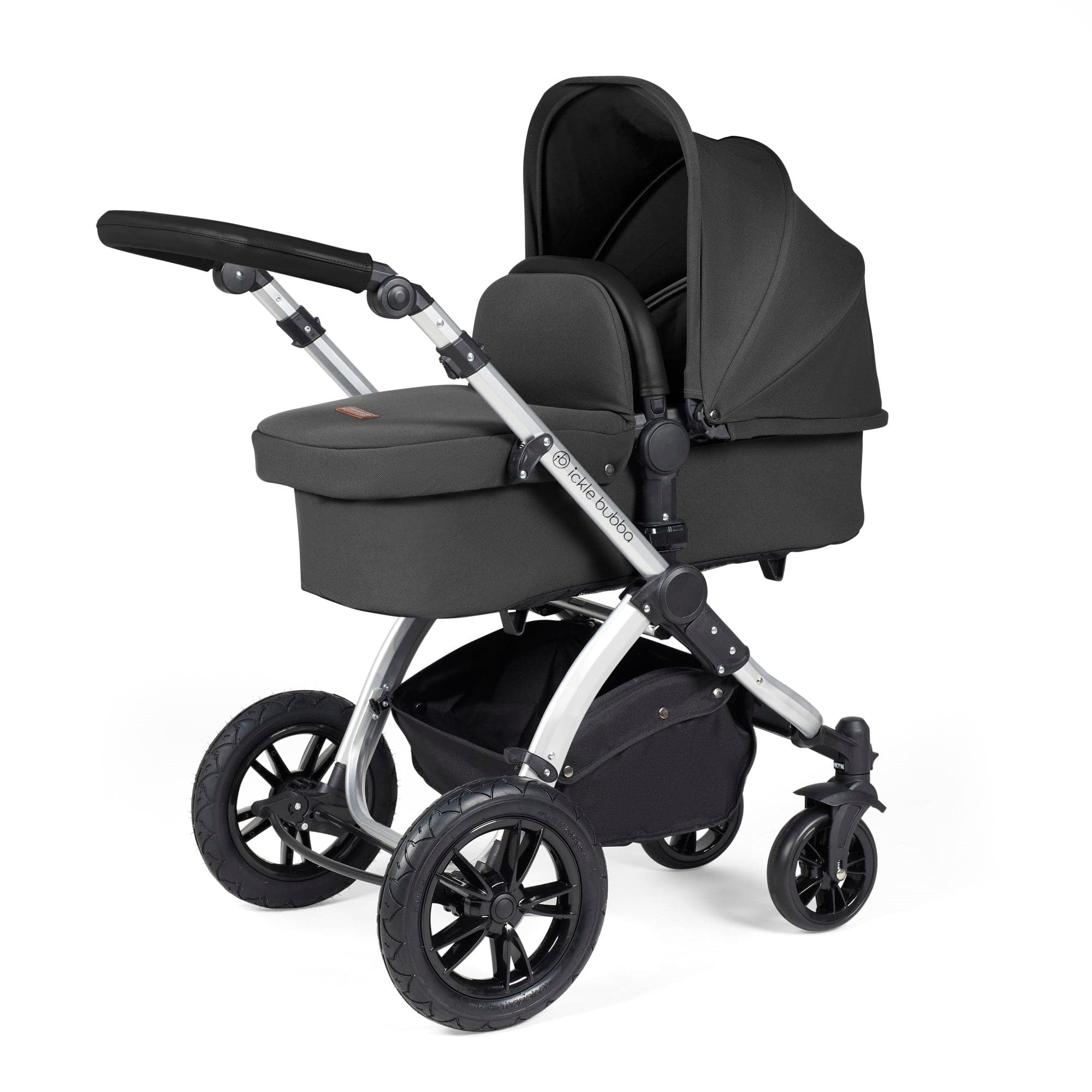 Ickle Bubba Stomp Luxe All-In-One I-Size Travel System With Isofix Base - Silver / Charcoal Grey / Black -  | For Your Little One