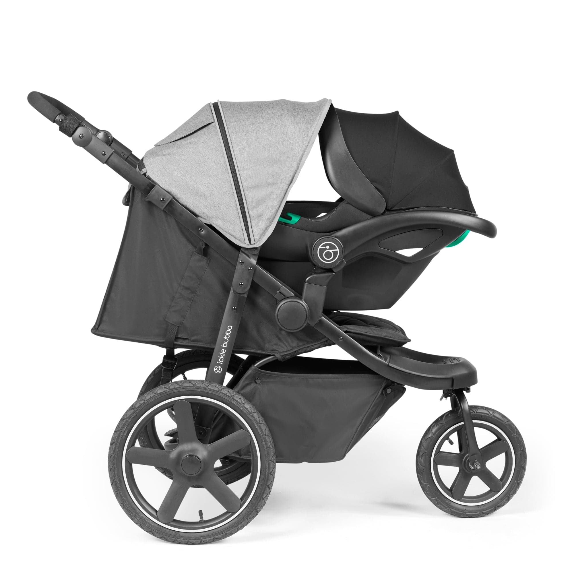 Ickle Bubba Venus Prime Jogger 3 Wheel Stroller I-Size Travel System with Isofix Base - Space Grey - For Your Little One
