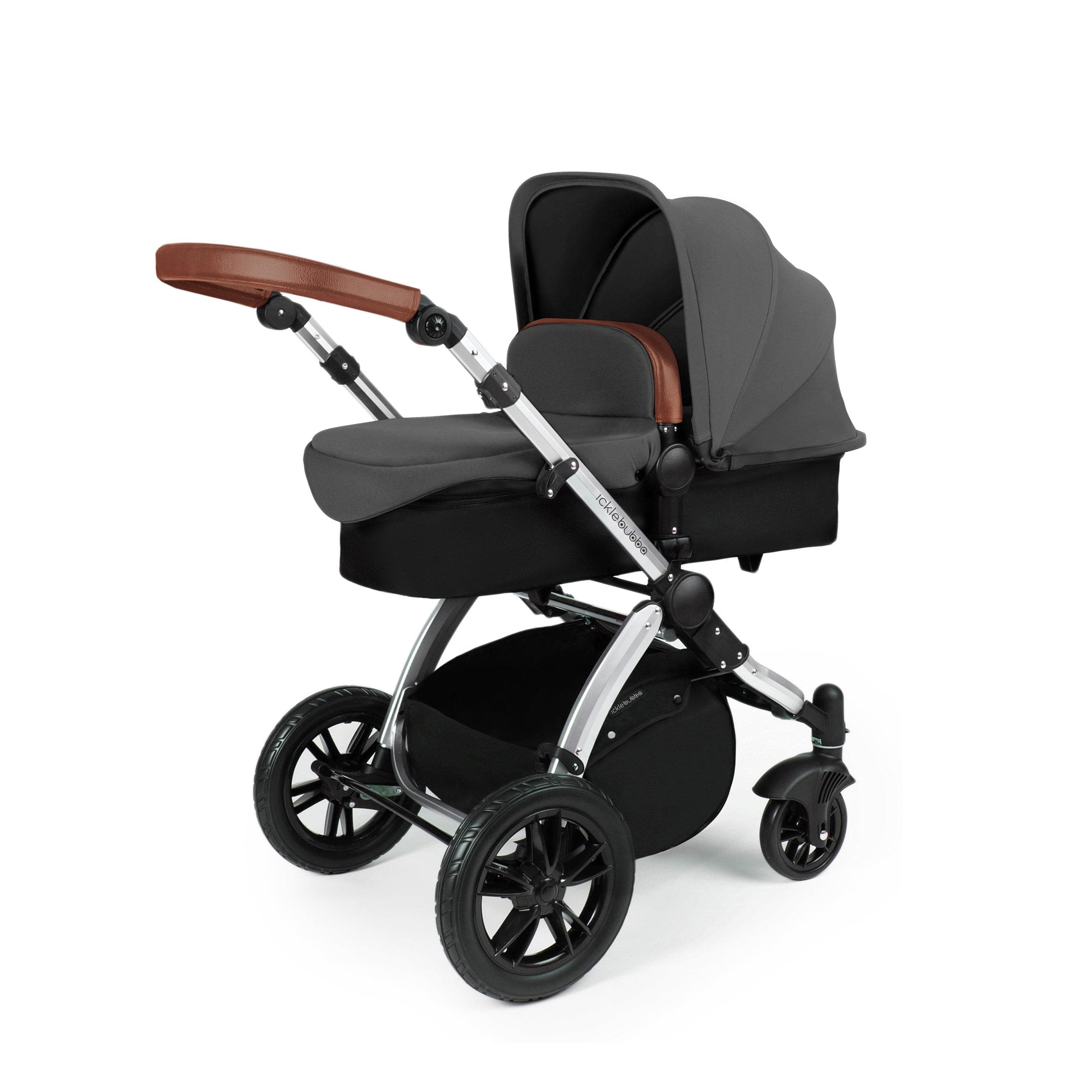 Ickle Bubba Stomp V3 2 In 1 Carrycot & Pushchair - Silver / Graphite Grey / Tan - | For Your Little One