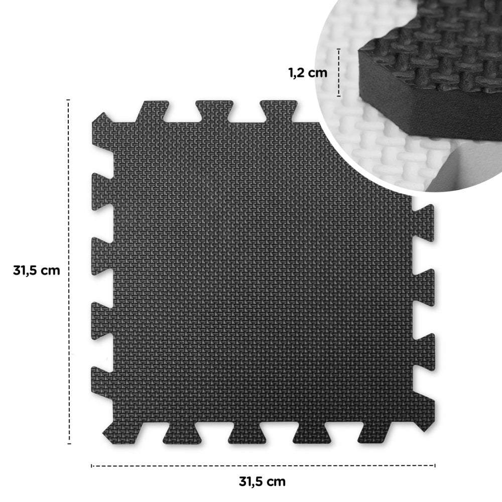 Kinderkraft Luno Foam Floor Tiles - Black - For Your Little One