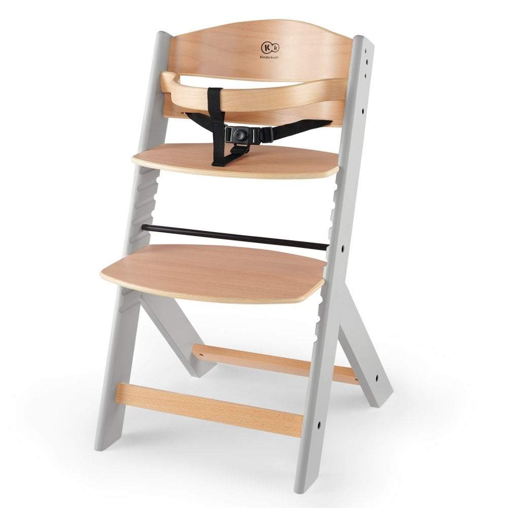 Kinderkraft Enock Highchair - Grey / Wooden - | For Your Little One