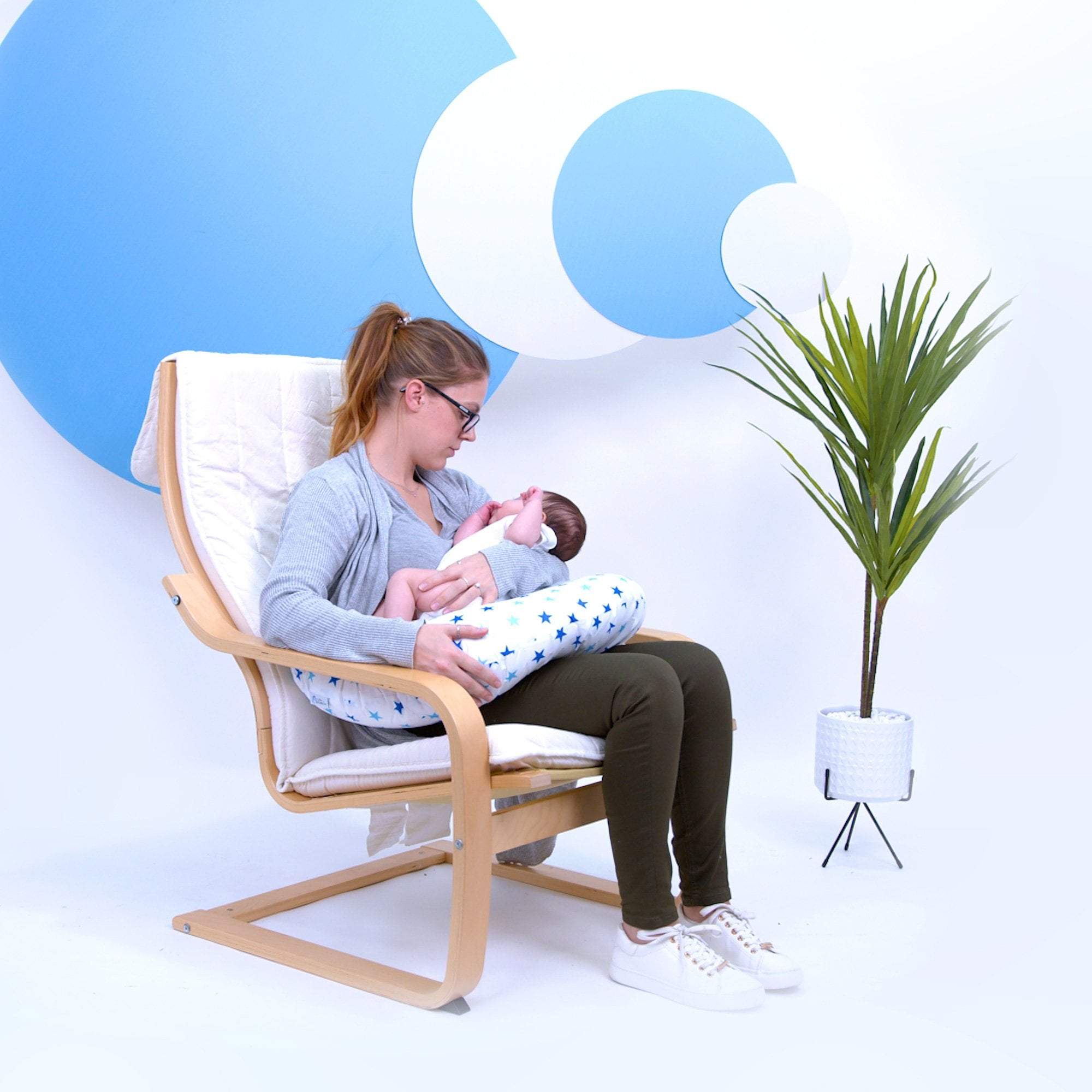 Breast Feeding Maternity Nursing Pillow - Little Star Blue - For Your Little One