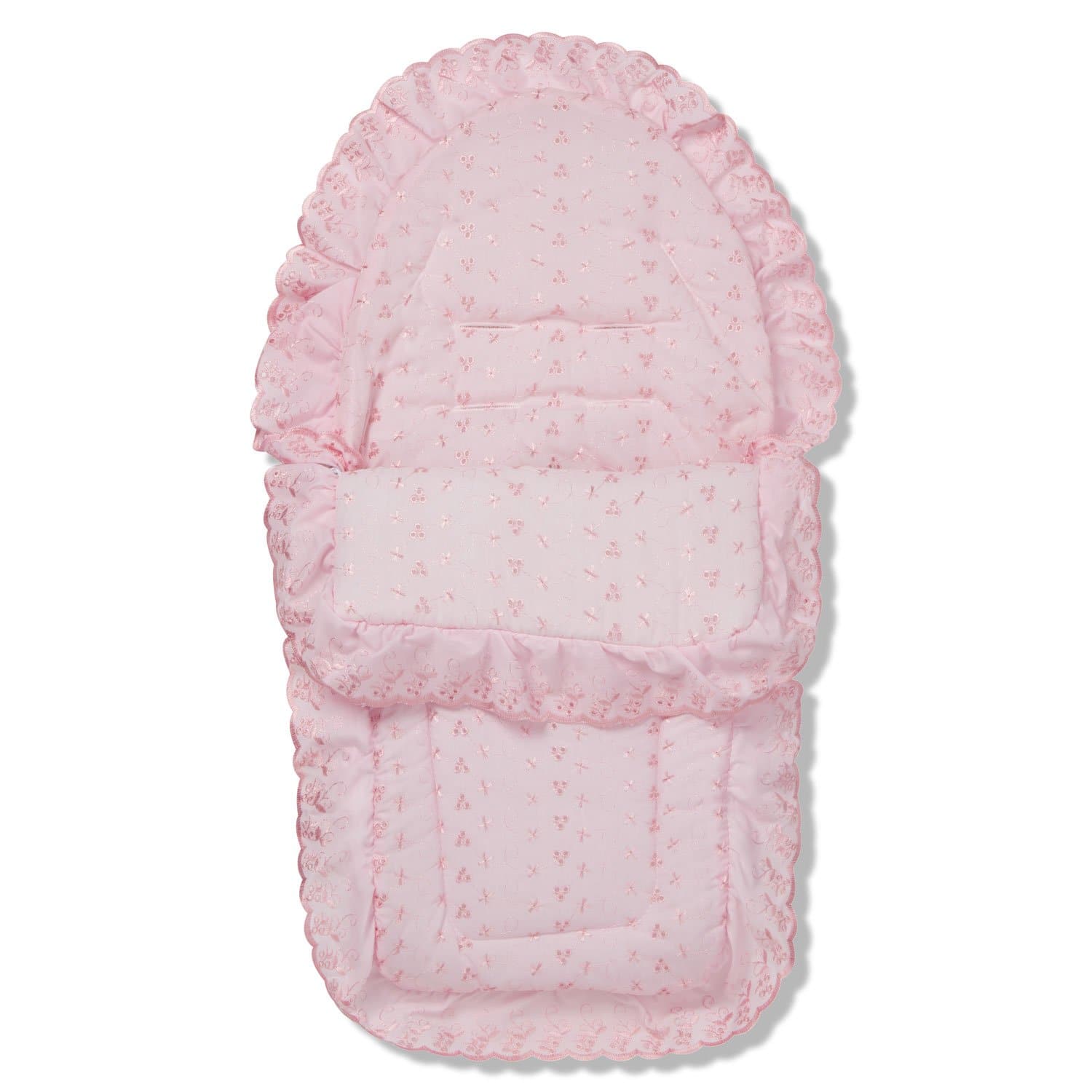 Broderie Anglaise Car Seat Footmuff / Cosy Toes Compatible with Doona - Pink / Fits All Models | For Your Little One