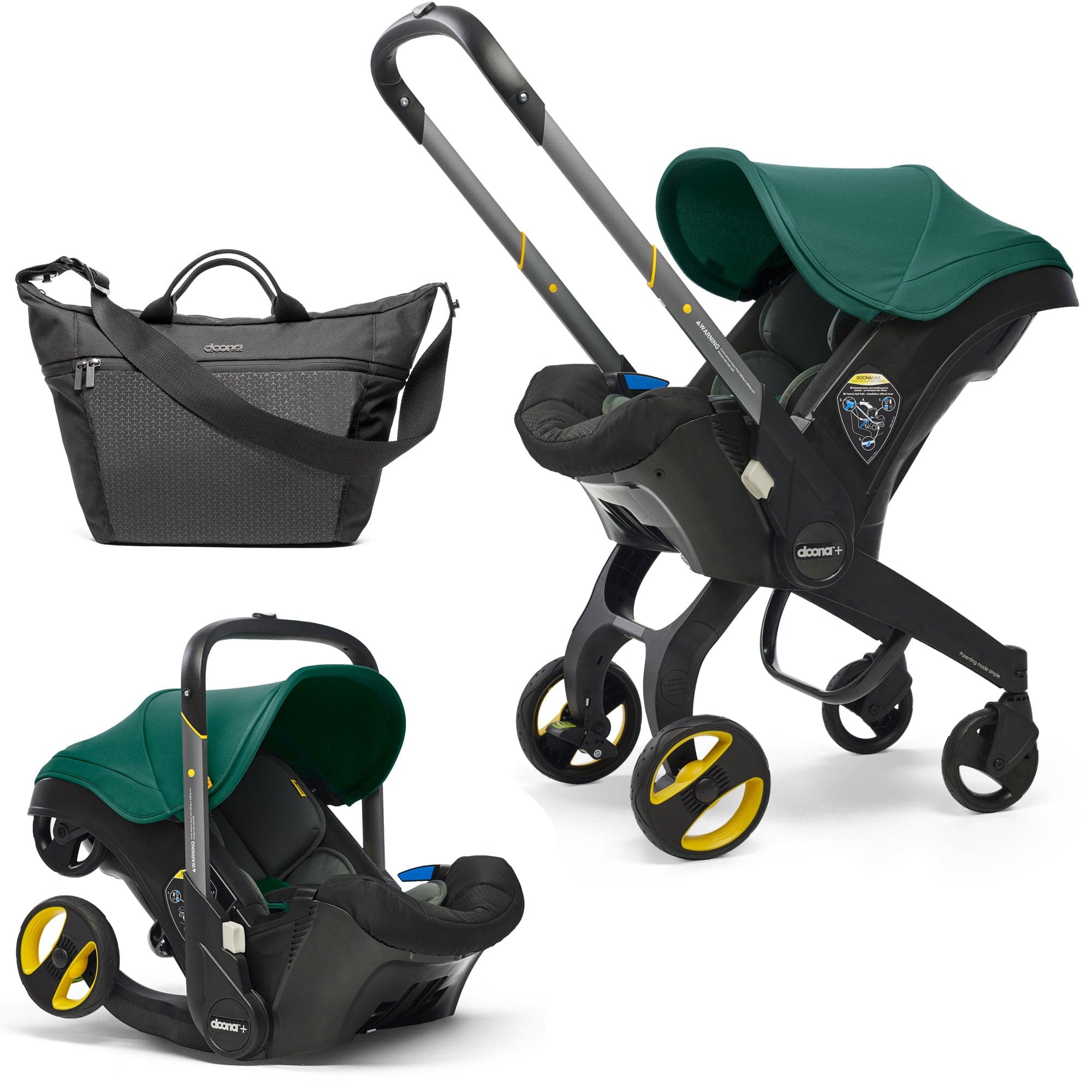 Doona+ Infant Car Seat Stroller And Essential Bag - Racing Green - | For Your Little One