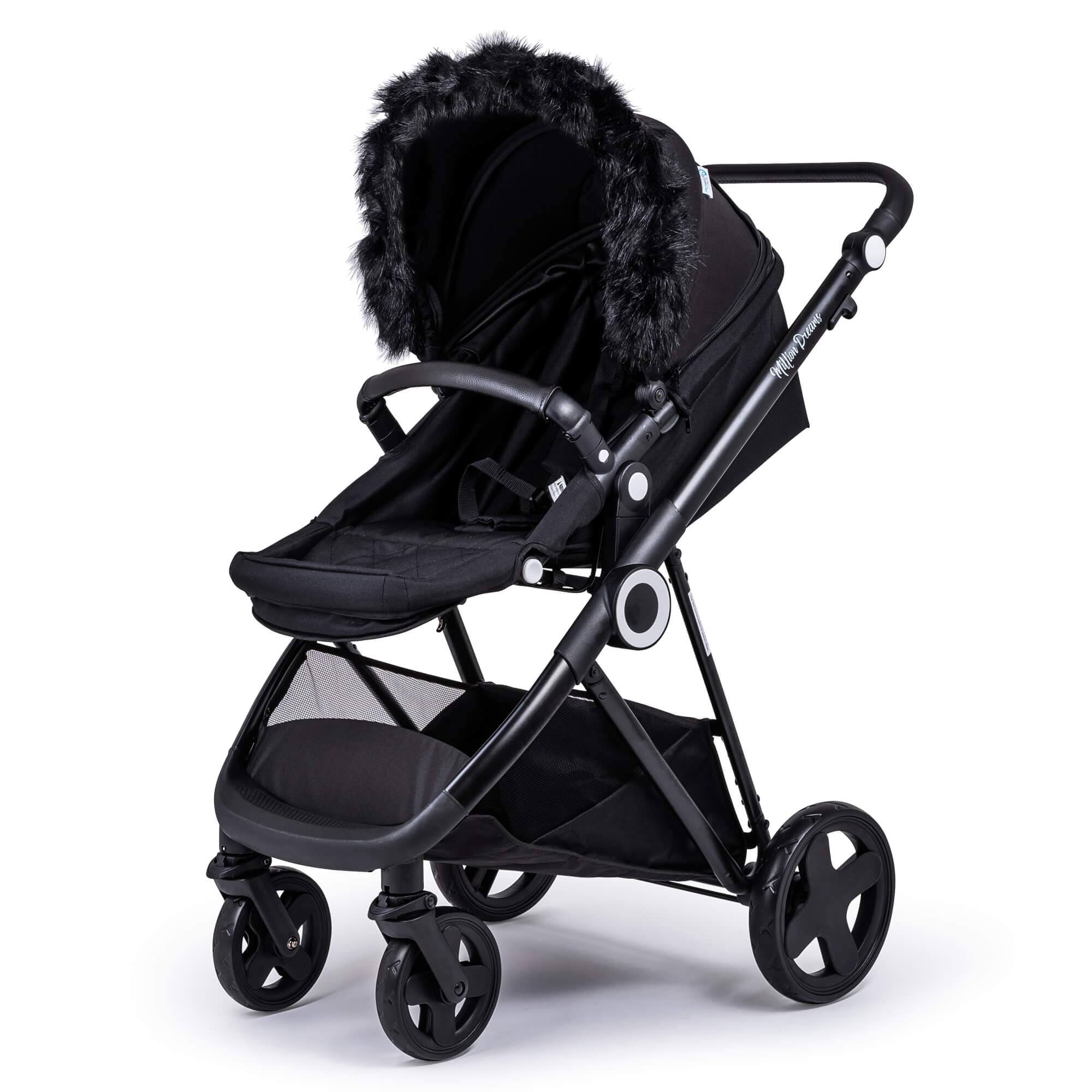 Pram Fur Hood Trim Attachment for Pushchair Compatible with Silver Cross - For Your Little One