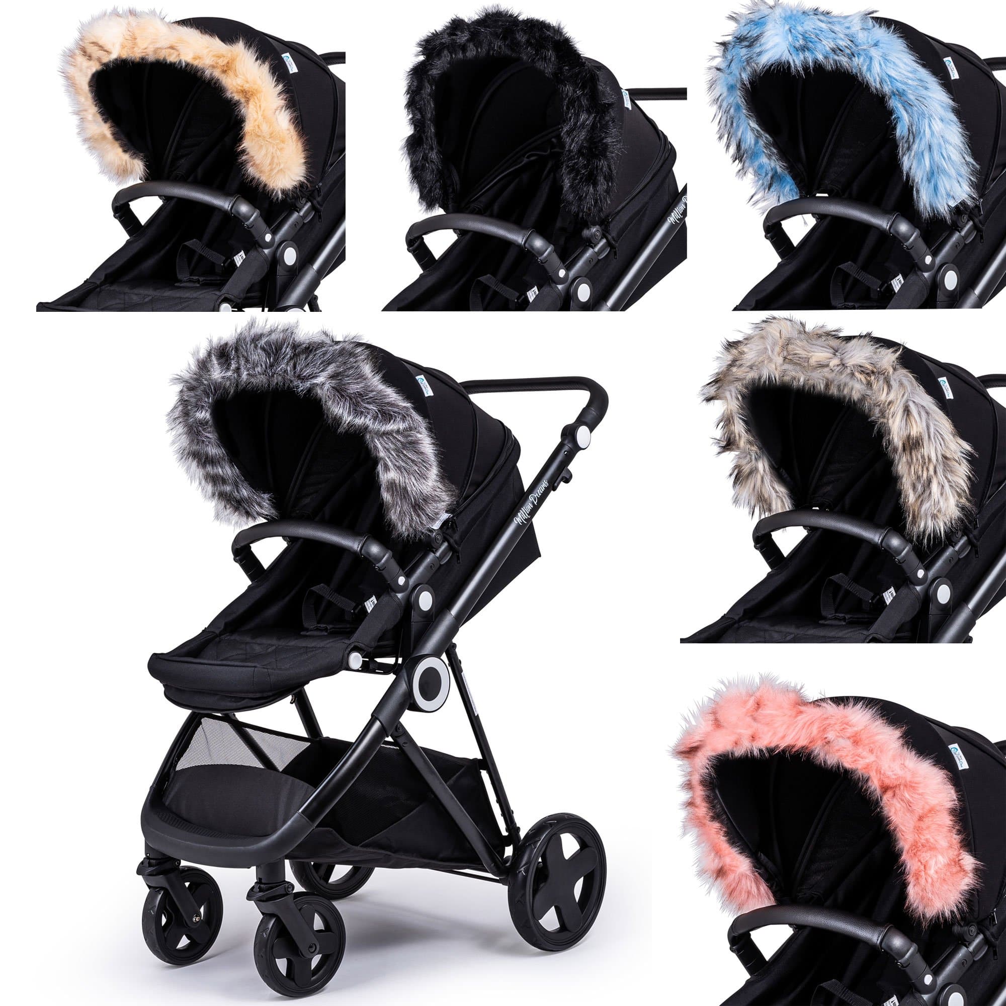 Pram Fur Hood Trim Attachment for Pushchair Compatible with Babylo - For Your Little One