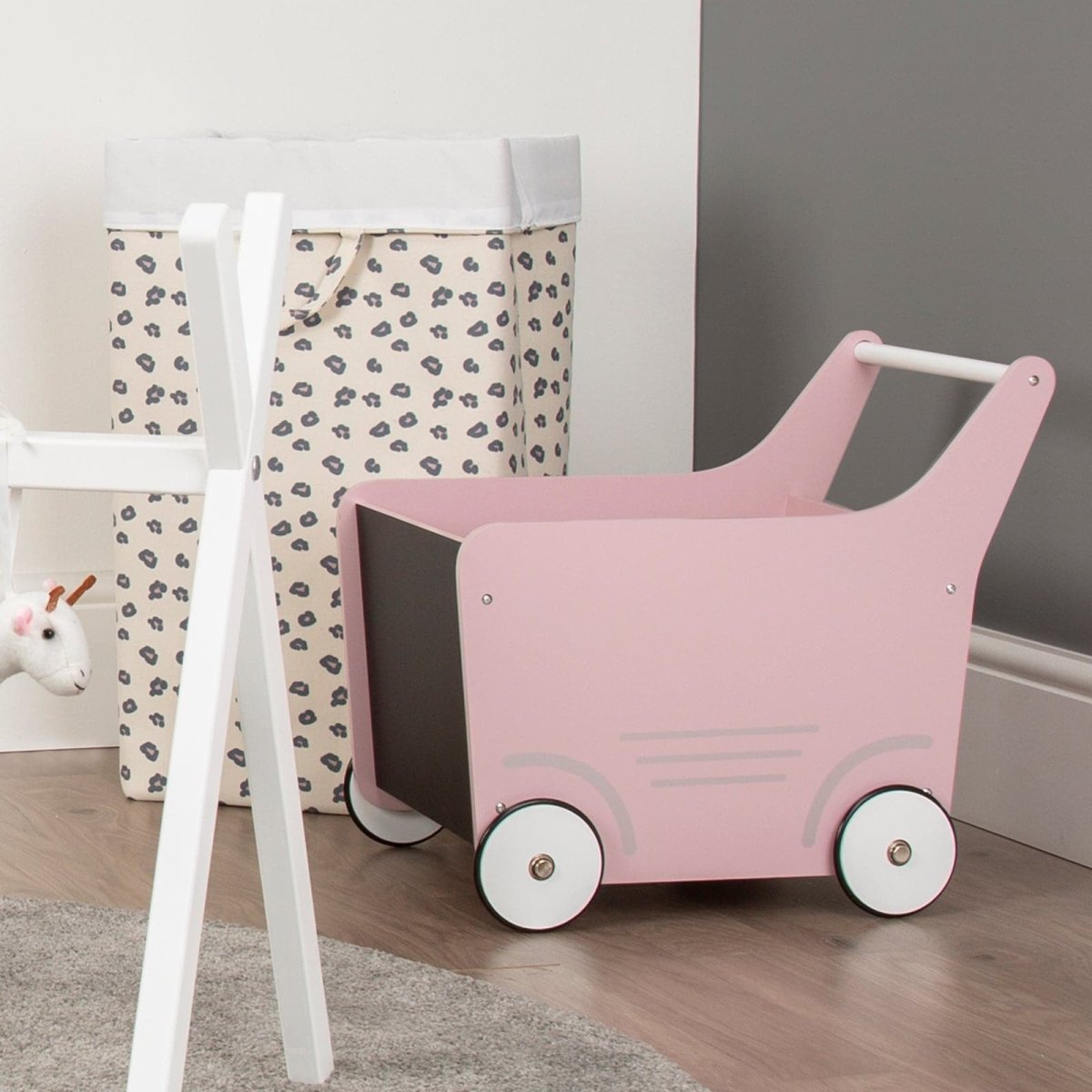 Childhome Wooden Toy Stroller - Soft Pink - For Your Little One