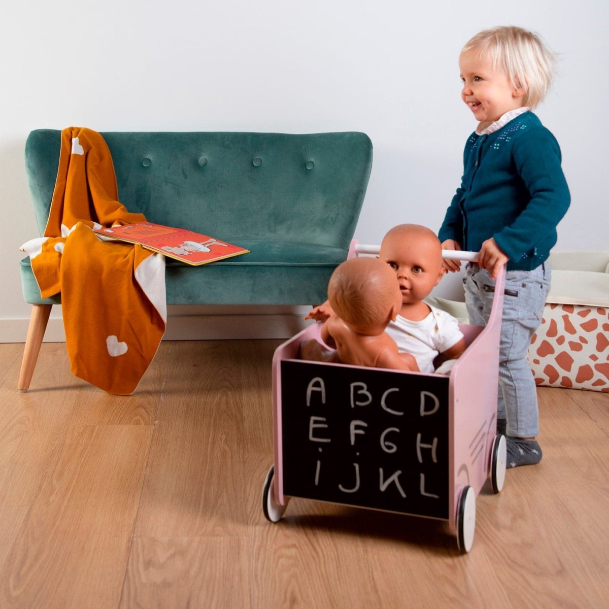 Childhome Wooden Toy Stroller - Soft Pink - For Your Little One