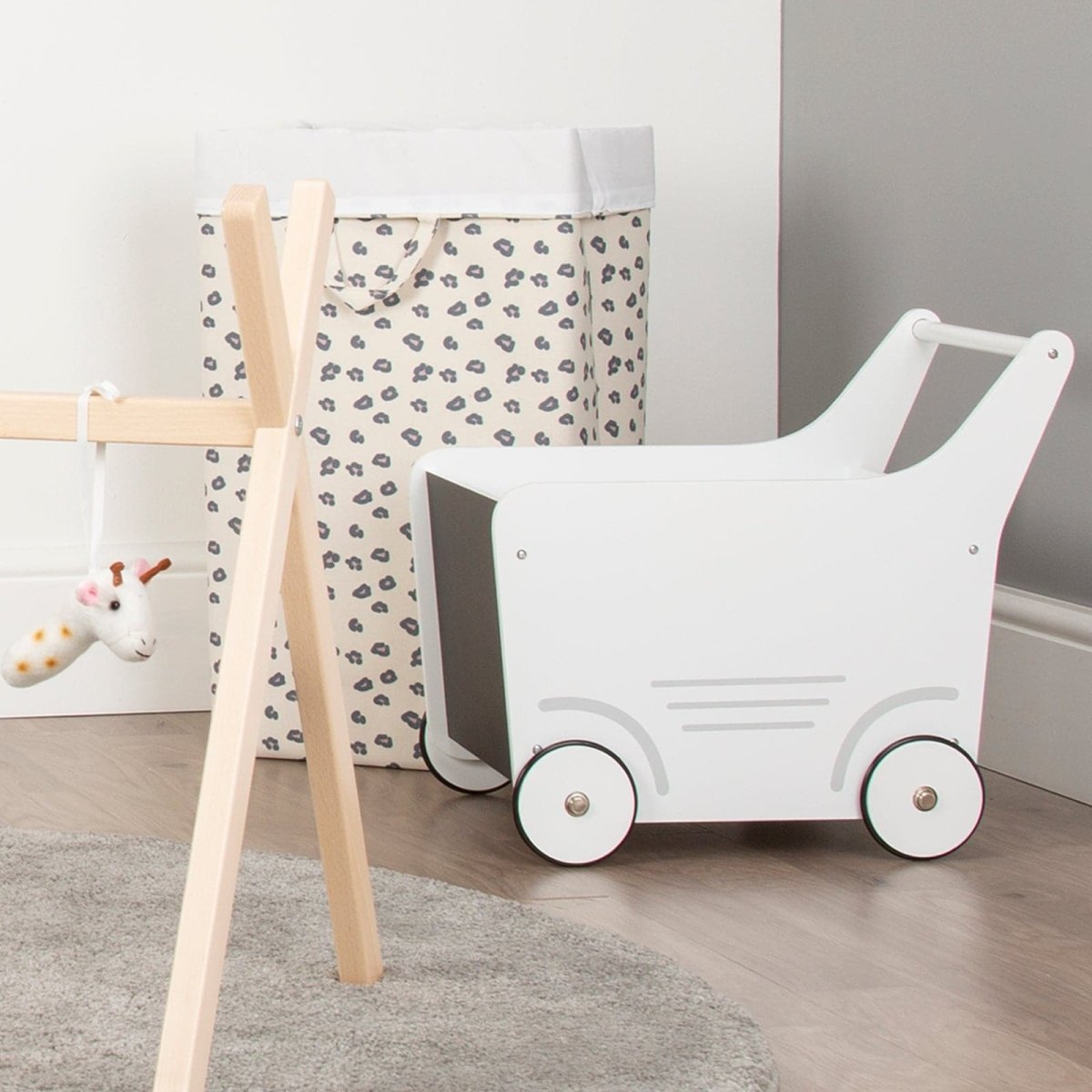 Childhome Wooden Toy Stroller - White - For Your Little One