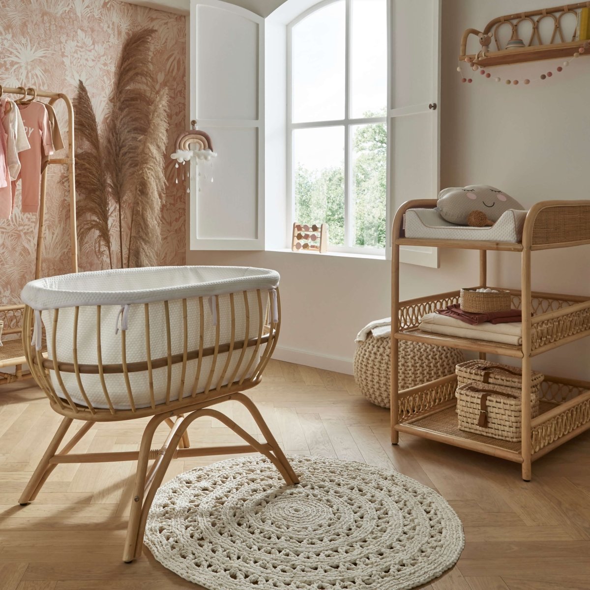 Cuddleco Aria Complete 7 Piece Nursery Furniture Set - Rattan - For Your Little One
