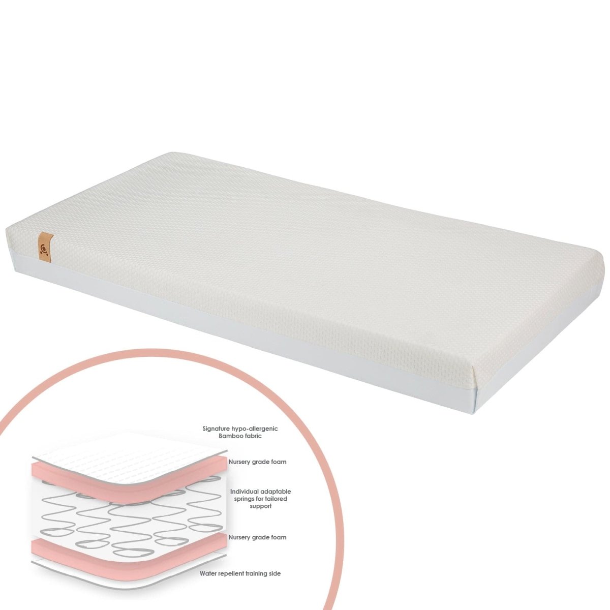 Cuddleco Harmony Hypo - Allergenic Bamboo Sprung Cot Bed Mattress 140 x 70cm - For Your Little One