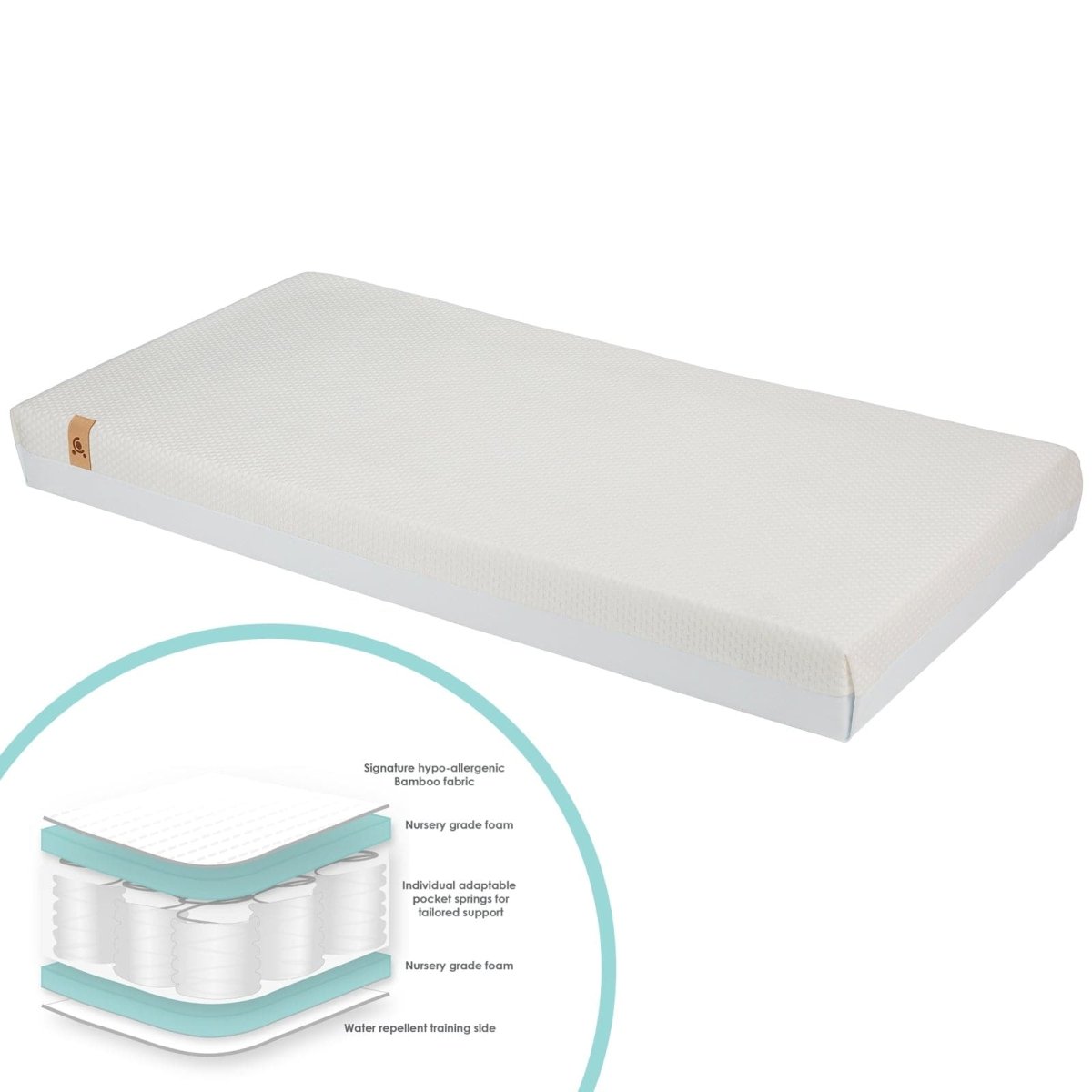 Cuddleco Signature Hypo - Allergenic Bamboo Pocket Sprung Cot Bed Mattress 140 x 70cm - For Your Little One