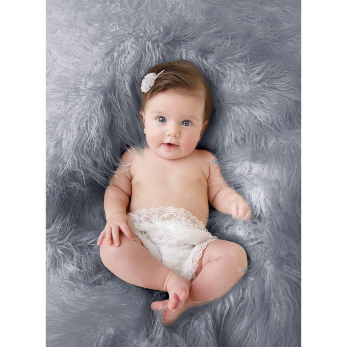 Luxury Faux Fur Baby Blanket - grey - For Your Little One