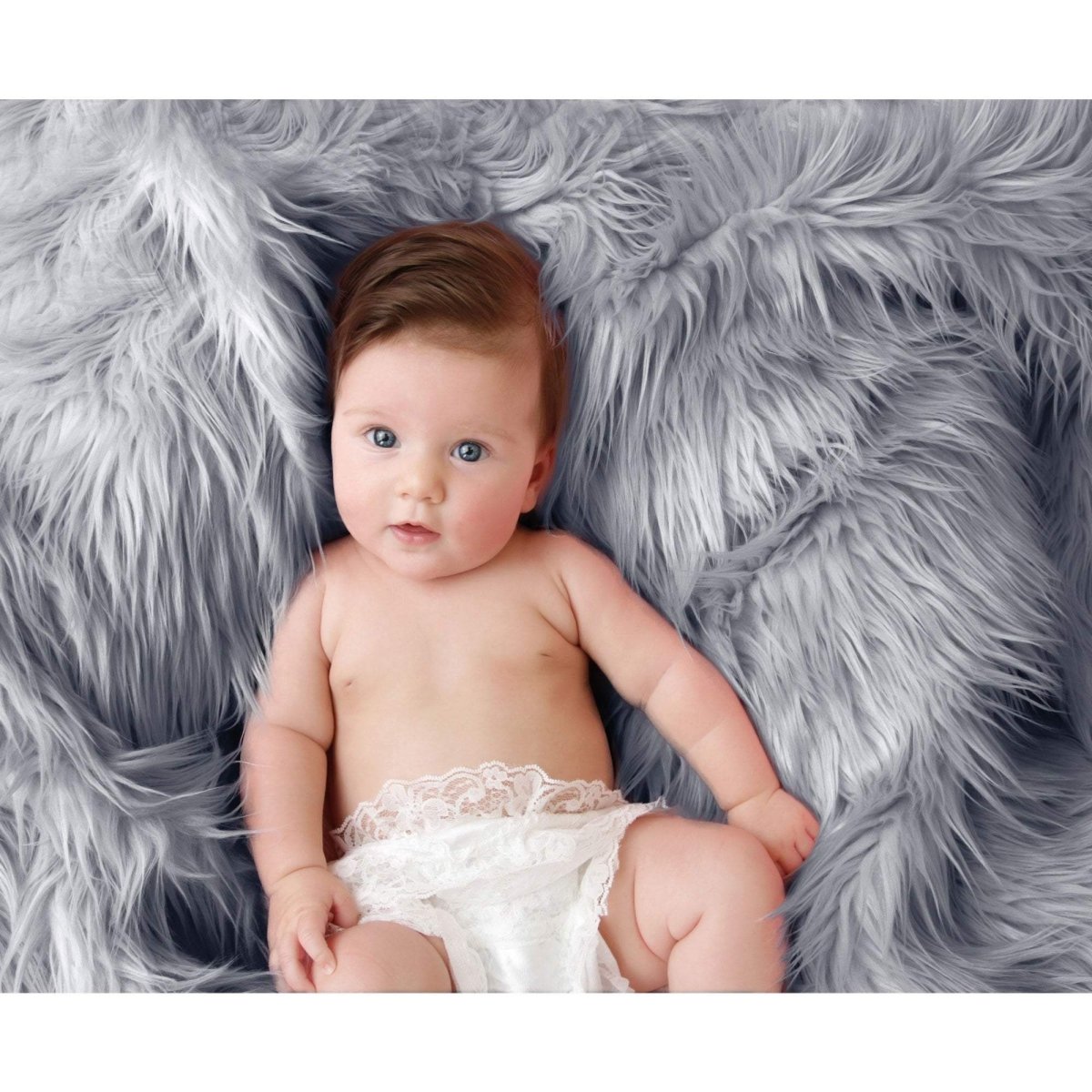 Luxury Faux Fur Baby Blanket - grey - For Your Little One