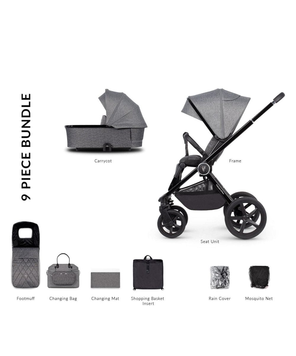 Stock Clearance - Venicci Tinum Upline 2 In 1 Pram Pushchair - Slate Grey - For Your Little One