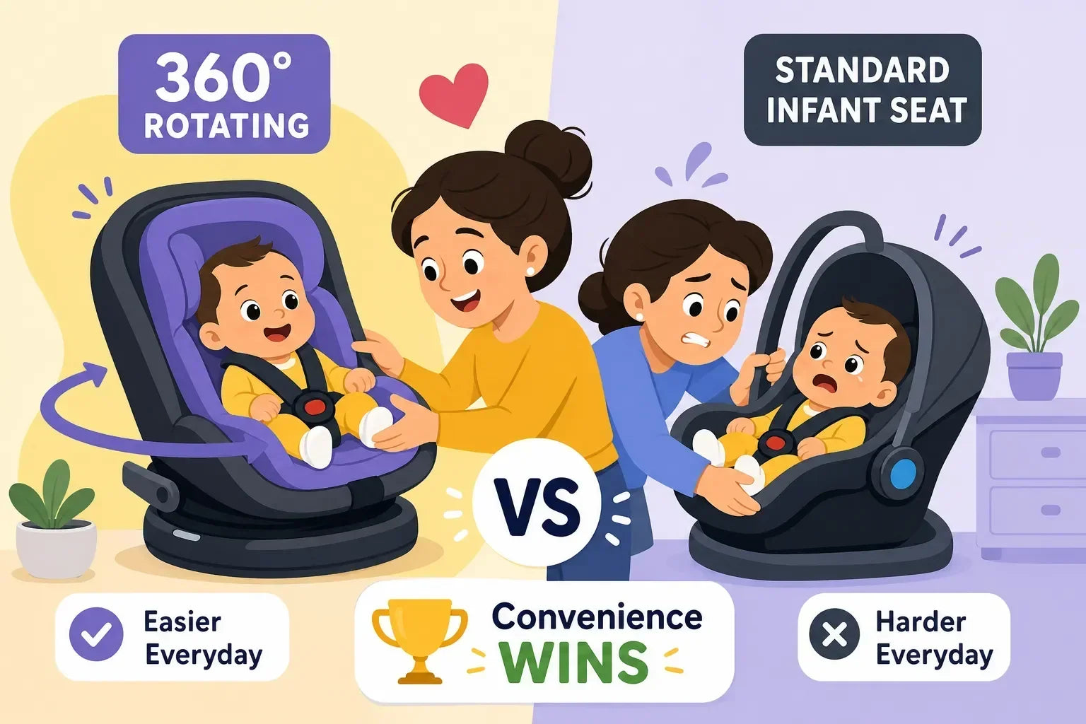 360° rotating car seat vs standard infant seat: which wins?