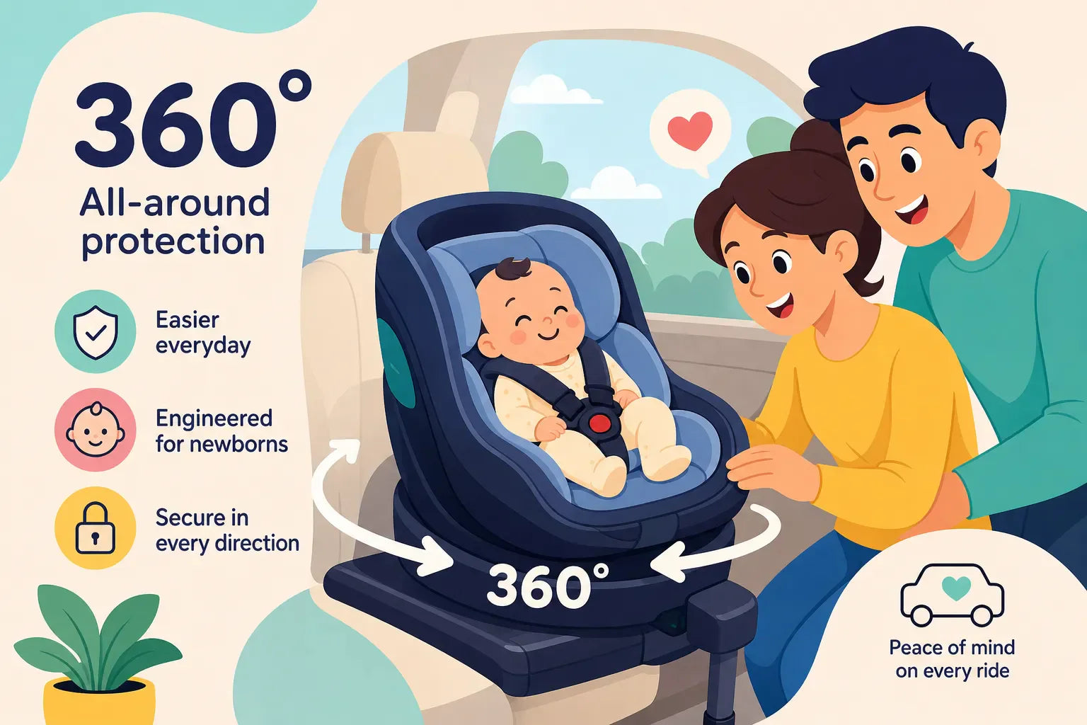 How a 360° car seat works for newborns (and why it matters)