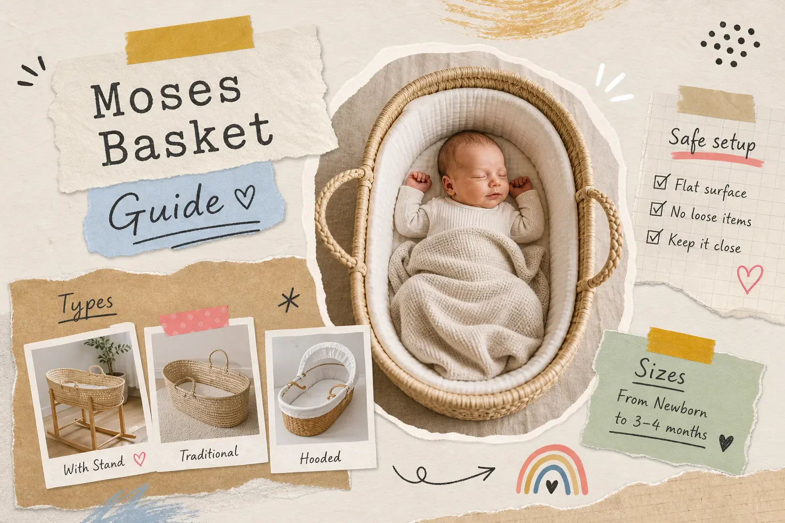 Moses basket guide: types, sizes and safe setup tips