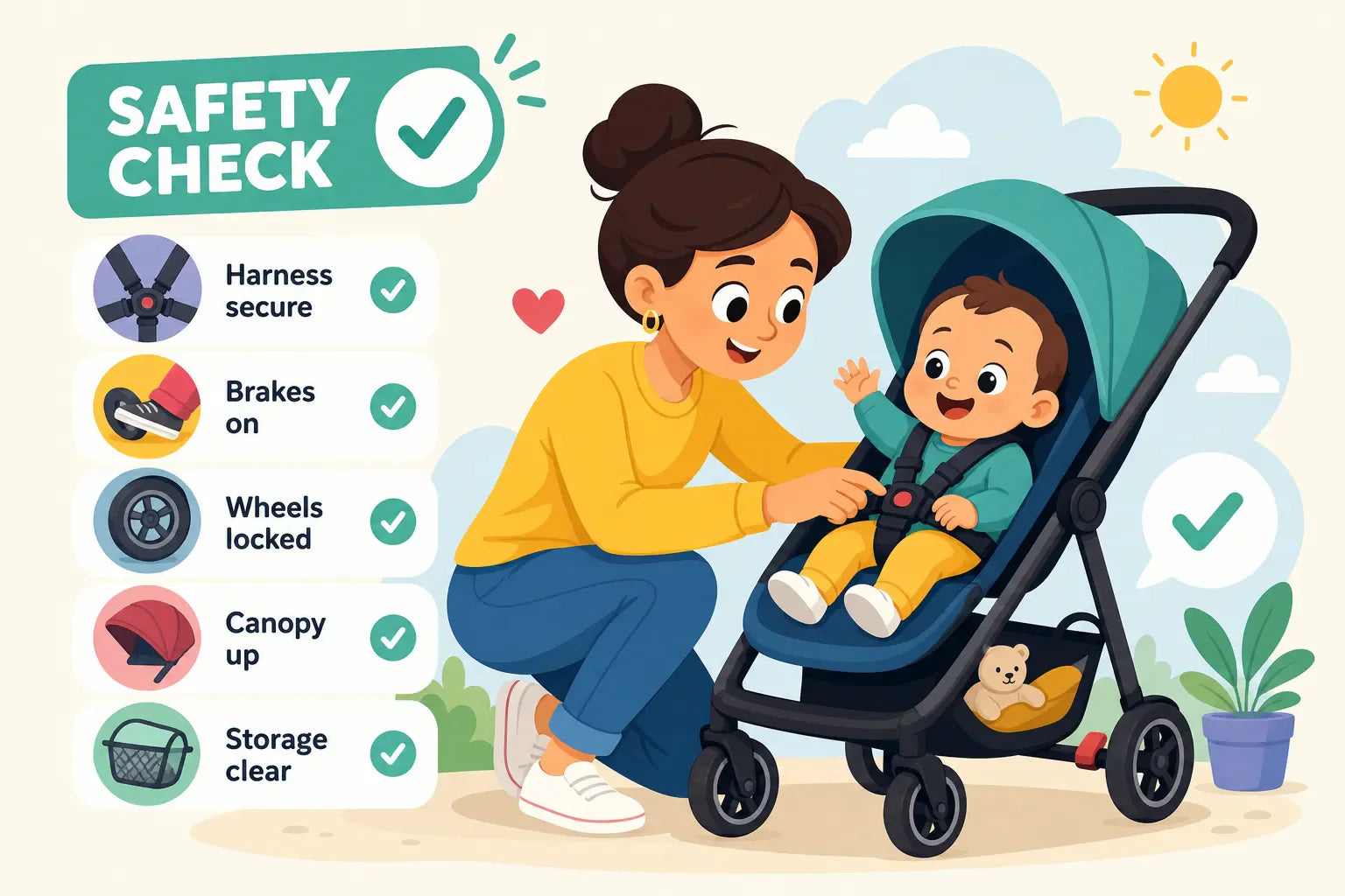 Pushchair safety checklist: what to check before every trip