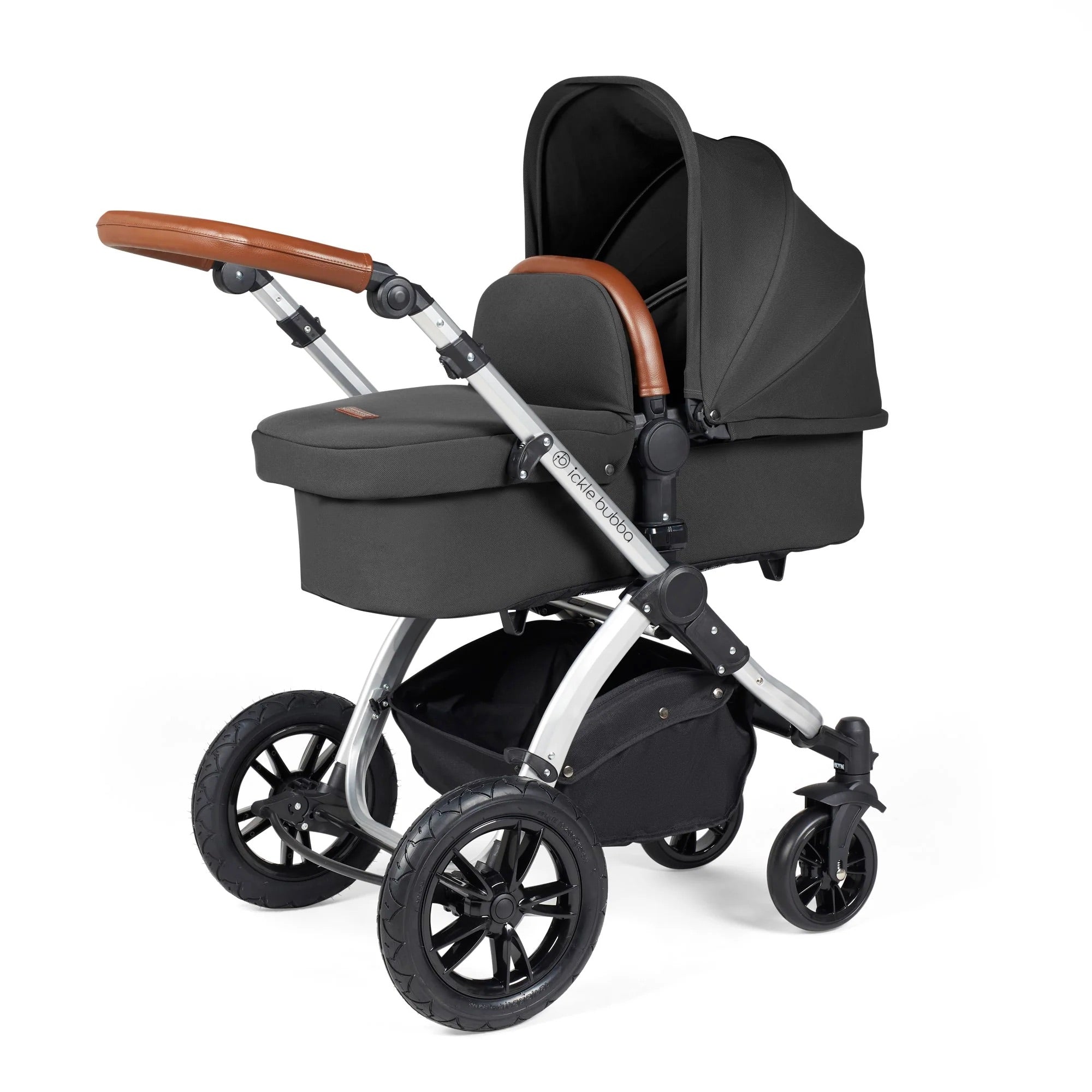 Ickle Bubba Stomp Luxe 2 in 1 Pushchair - Silver / Charcoal Grey / Tan   