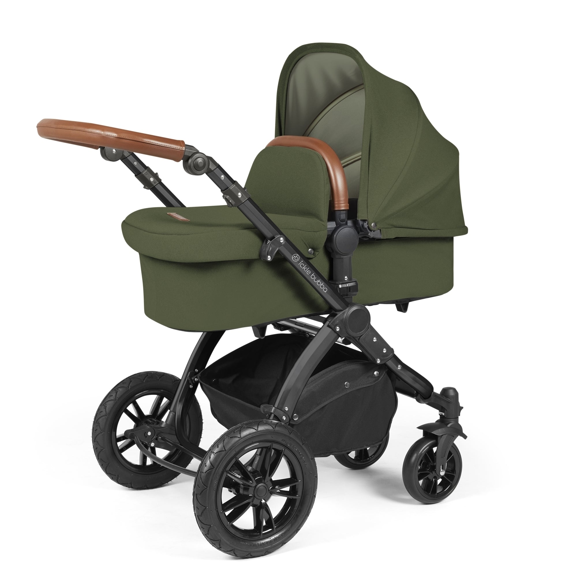 Ickle Bubba Stomp Luxe All-in-One Travel System With Isofix Base - Black / Woodland / Tan   