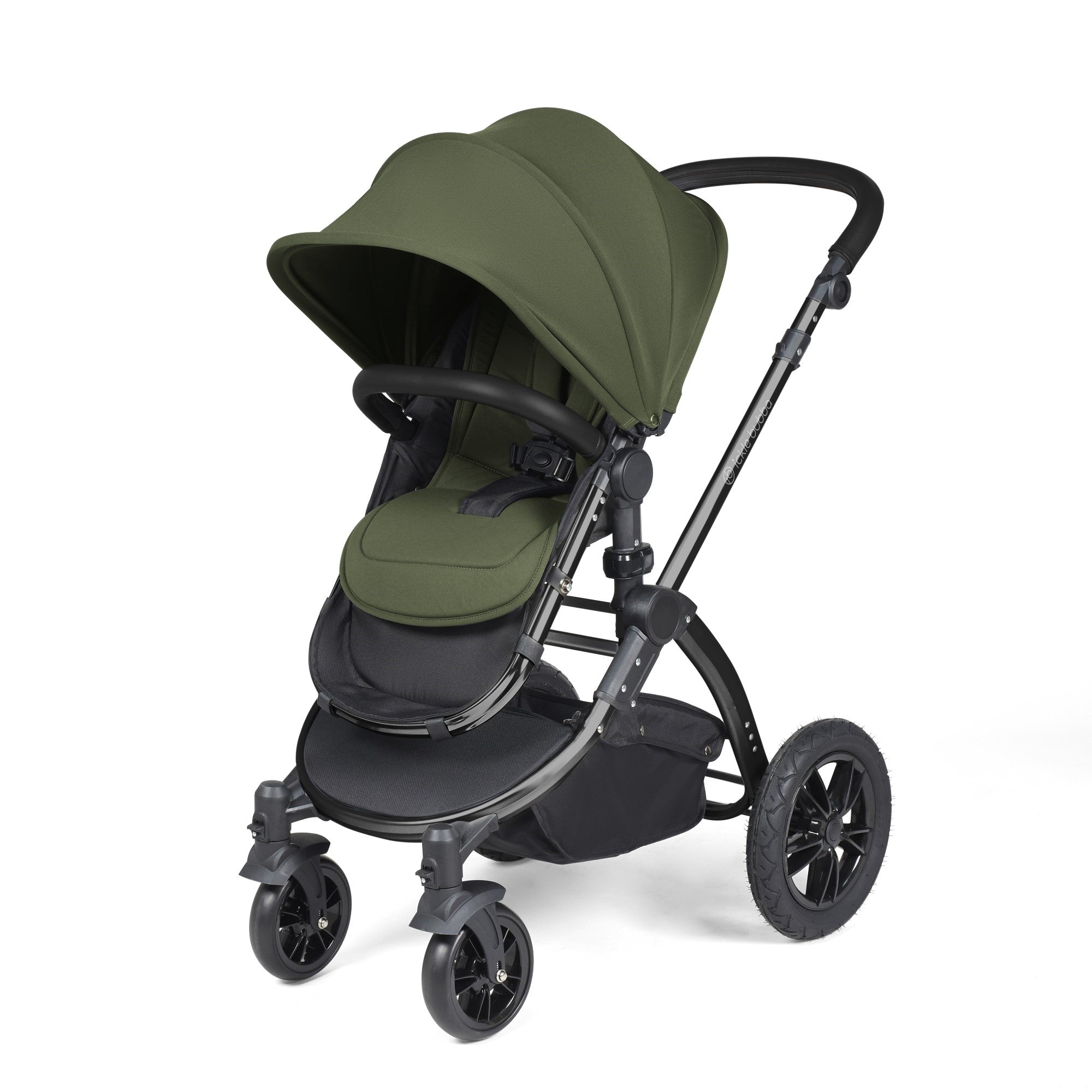 Ickle Bubba Stomp Luxe All-in-One Travel System With Isofix Base - Black / Woodland / Black   