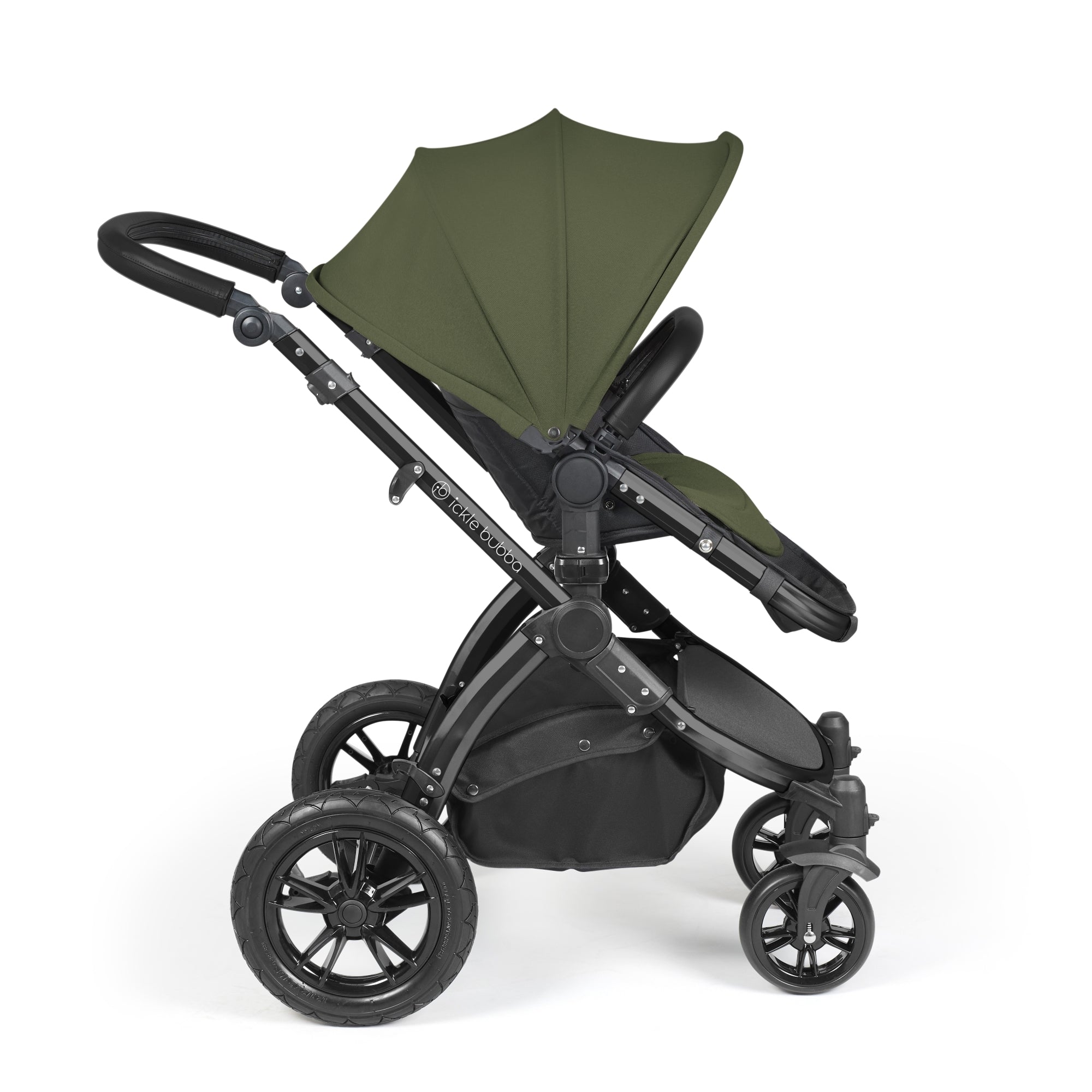 Ickle Bubba Stomp Luxe All-in-One Travel System With Isofix Base - Black / Woodland / Black   