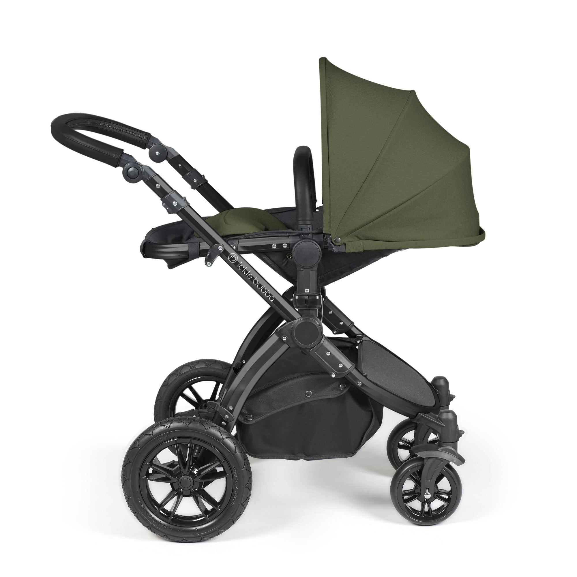 Ickle Bubba Stomp Luxe All-in-One Travel System With Isofix Base - Black / Woodland / Black   