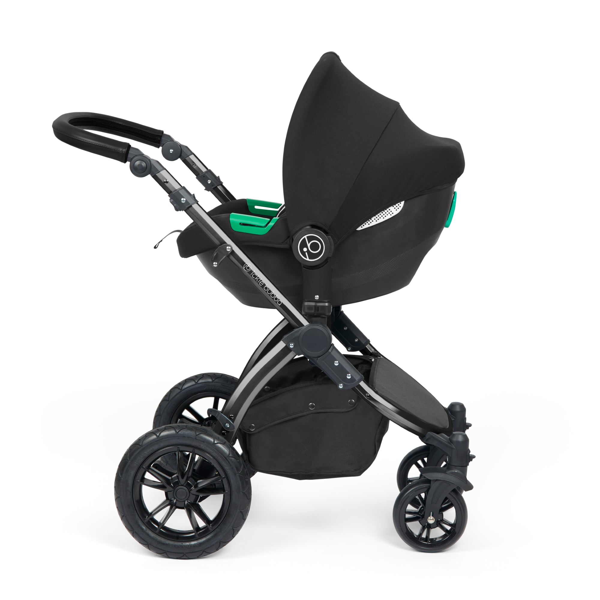 Ickle Bubba Stomp Luxe All-in-One Travel System With Isofix Base - Black / Woodland / Black   