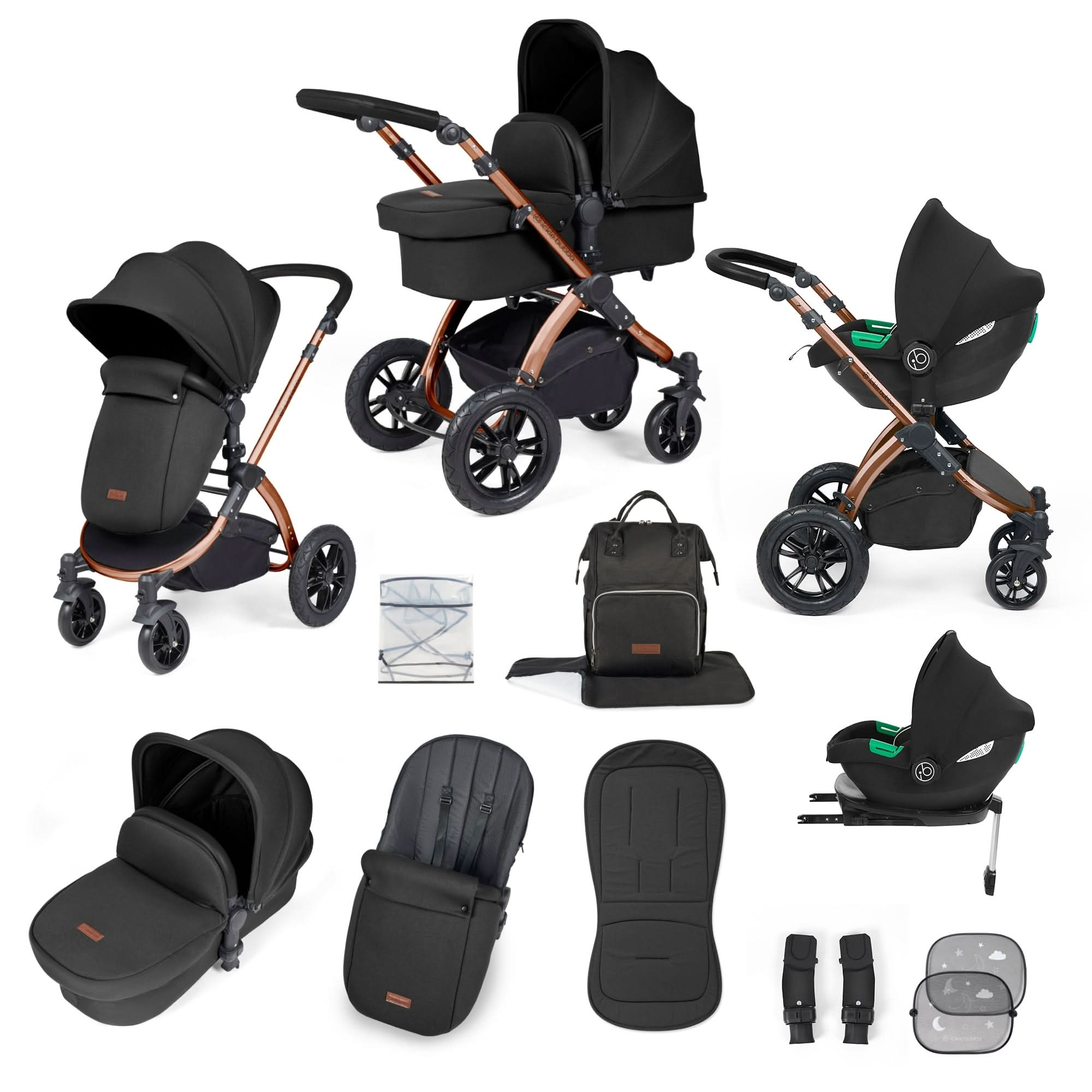 Ickle Bubba Stomp Luxe All-in-One Travel System With Isofix Base - Bronze / Midnight / Black   