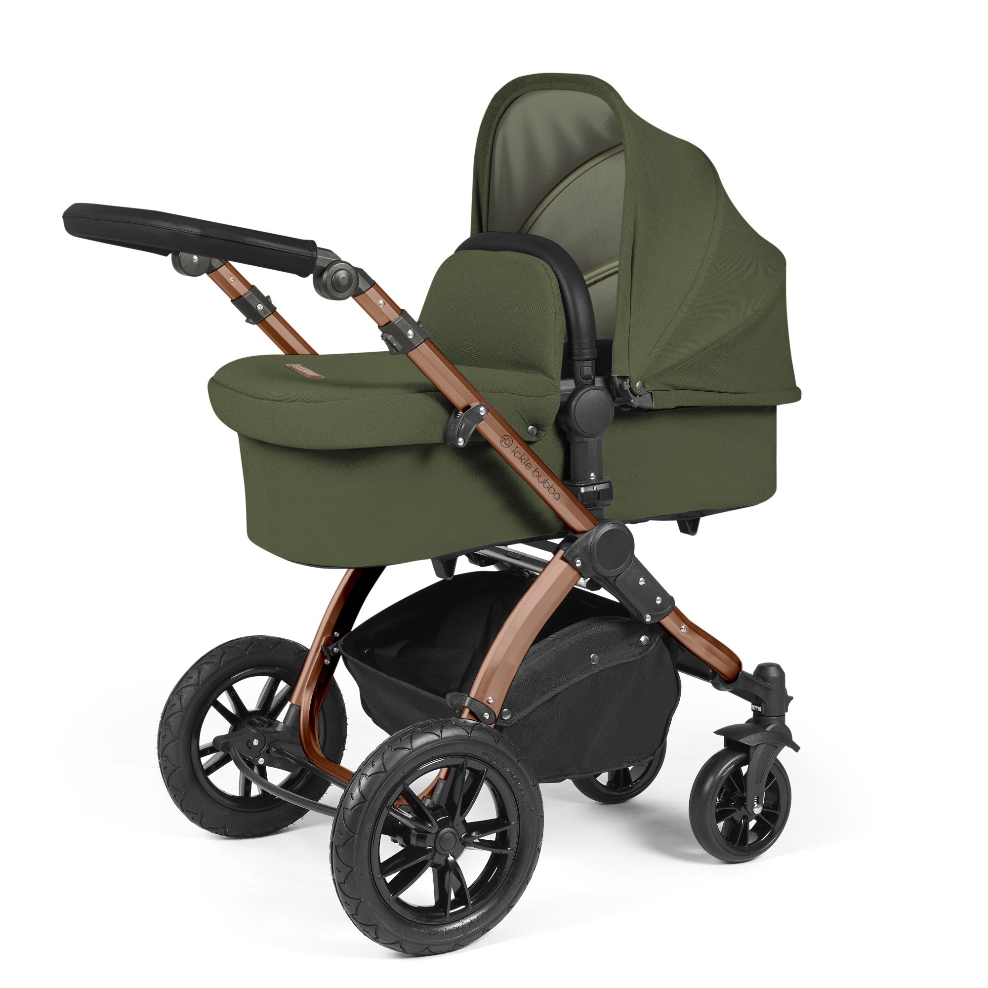 Ickle Bubba Stomp Luxe All-in-One Travel System With Isofix Base - Bronze / Woodland / Black   