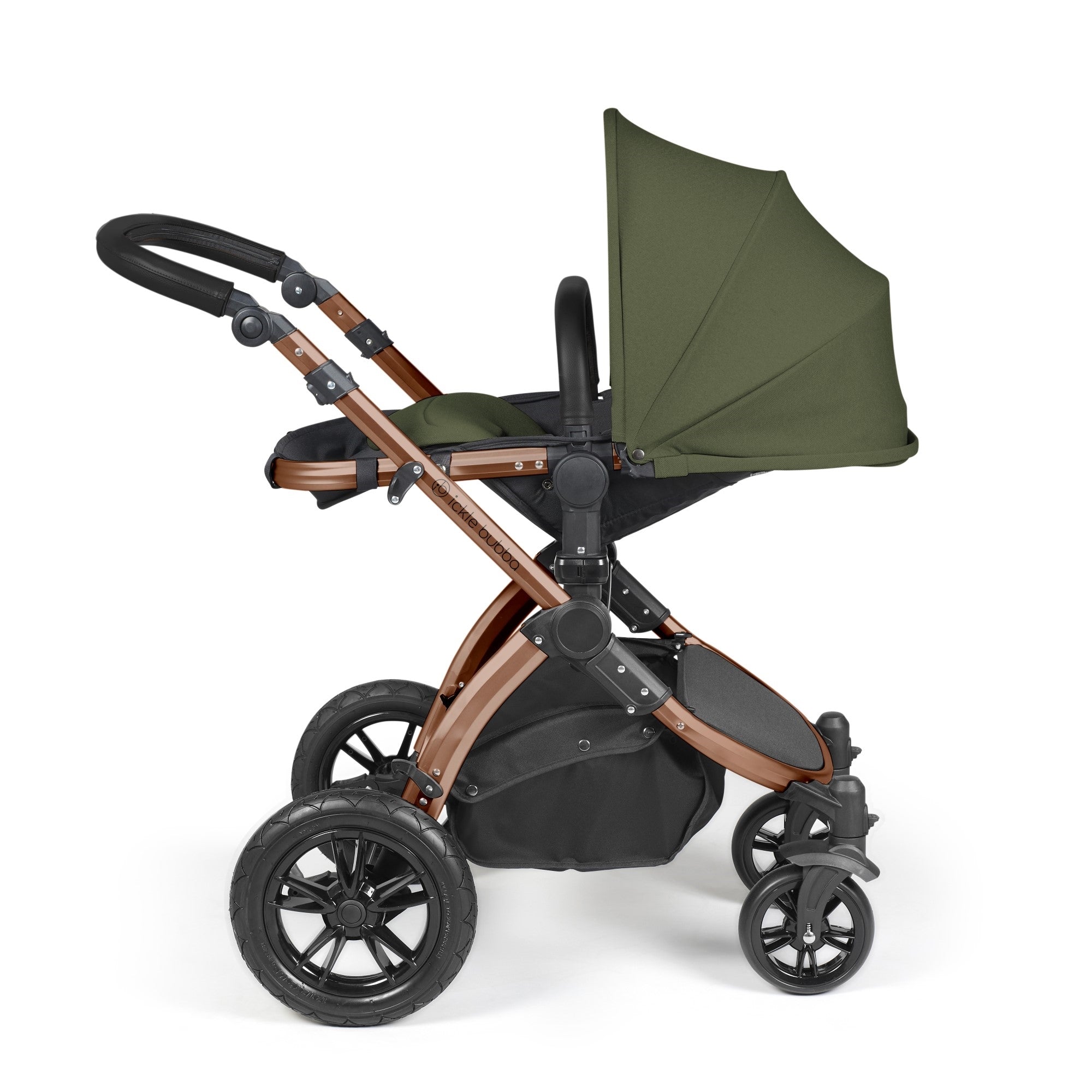 Ickle Bubba Stomp Luxe All-in-One Travel System With Isofix Base - Bronze / Woodland / Black   