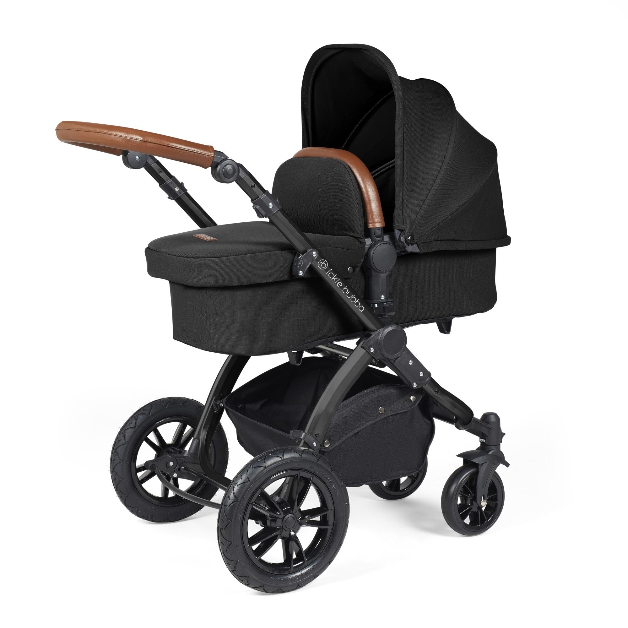 Ickle Bubba Stomp Luxe All-in-One Travel System With Isofix Base - Black / Midnight / Tan   