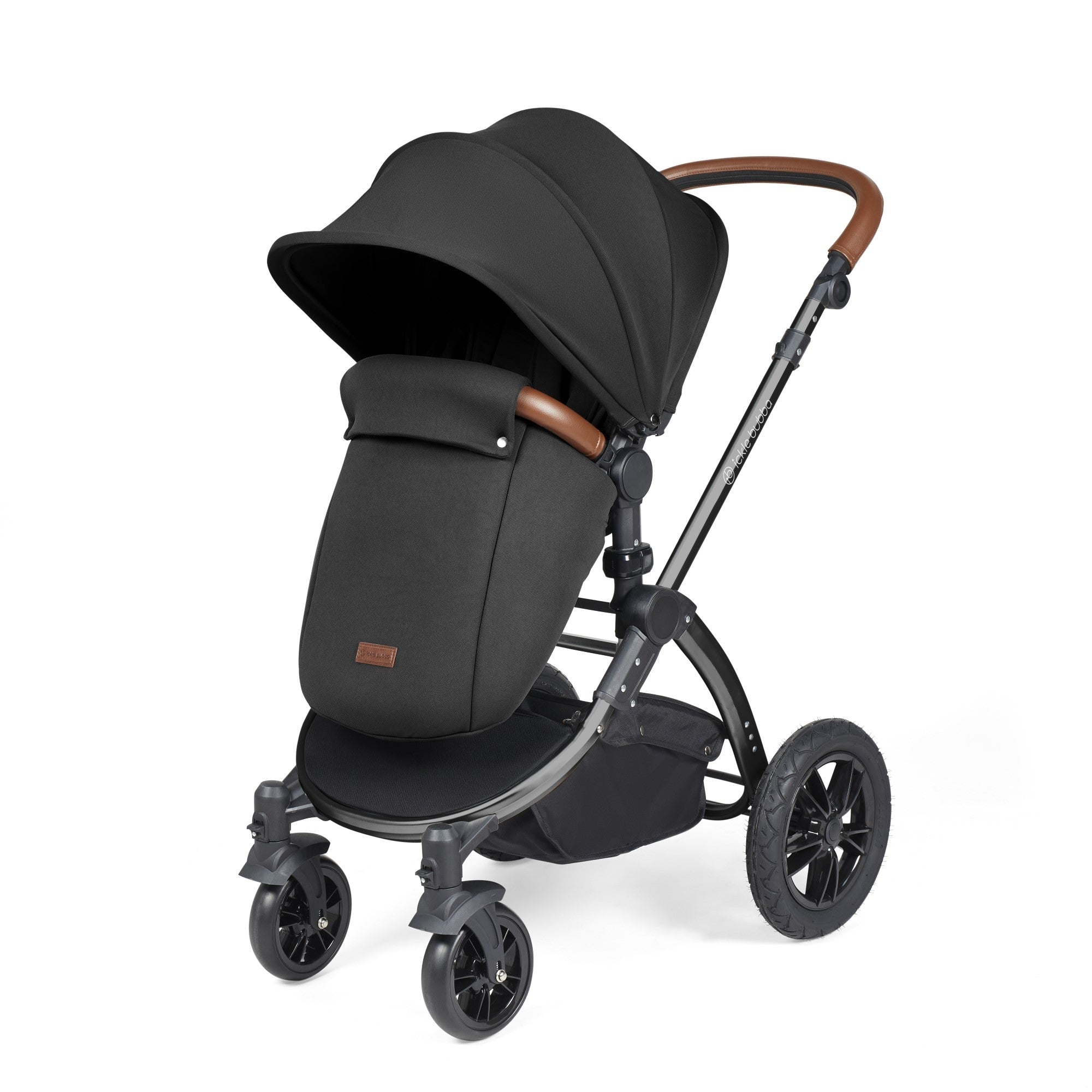 Ickle Bubba Stomp Luxe All-in-One Travel System With Isofix Base - Black / Midnight / Tan   