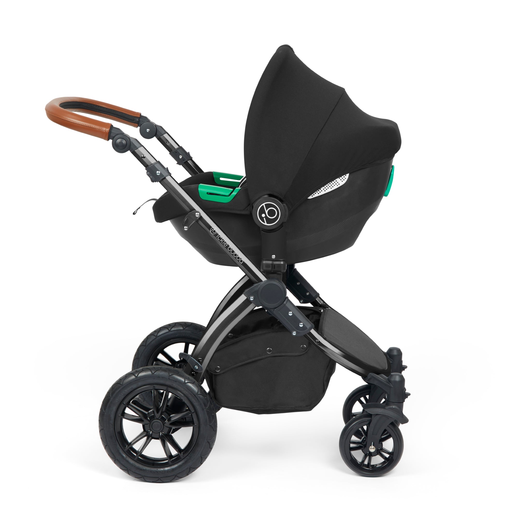 Ickle Bubba Stomp Luxe All-in-One Travel System With Isofix Base - Black / Midnight / Tan   