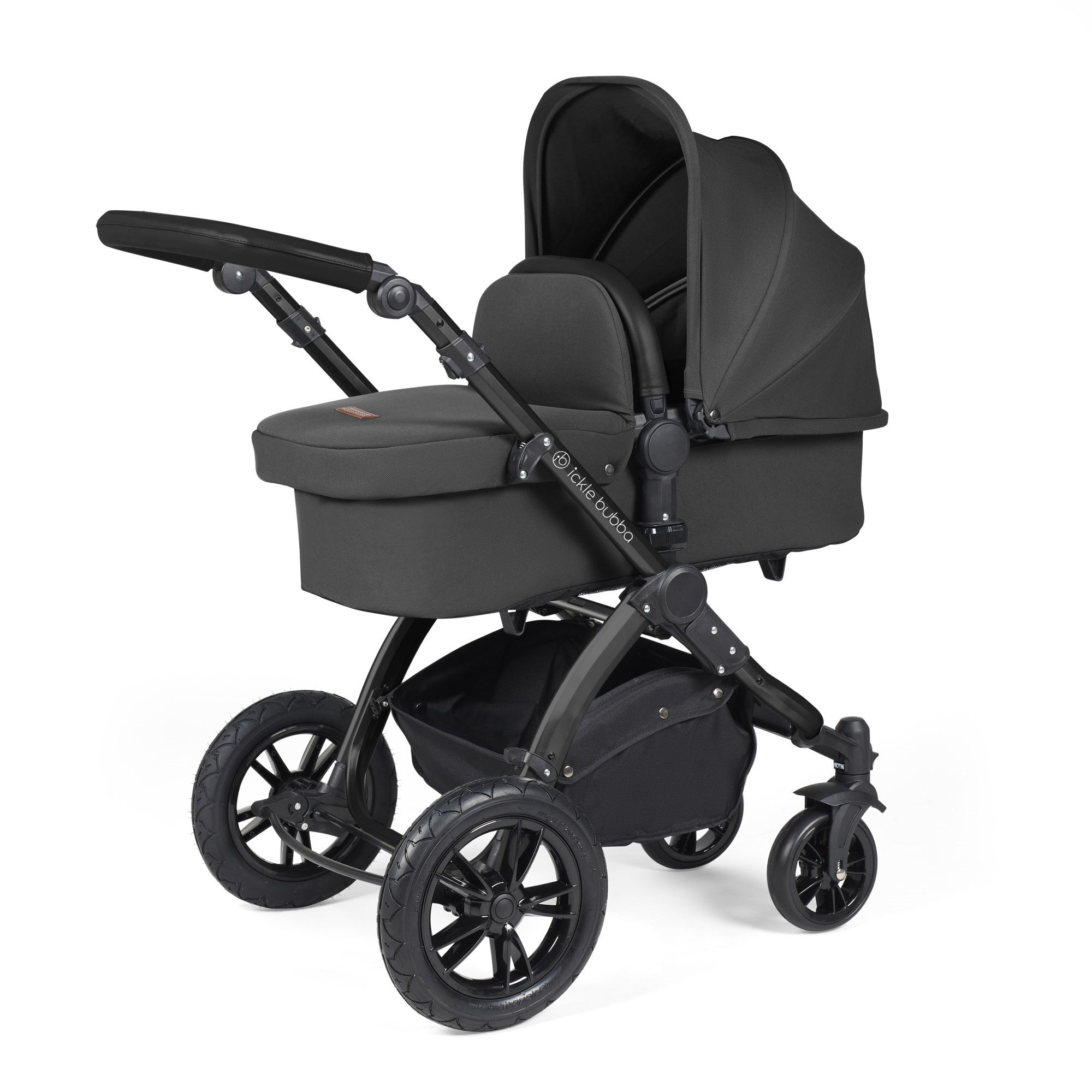 Ickle Bubba Stomp Luxe All-in-One Travel System With Isofix Base - Black / Charcoal Grey / Black   