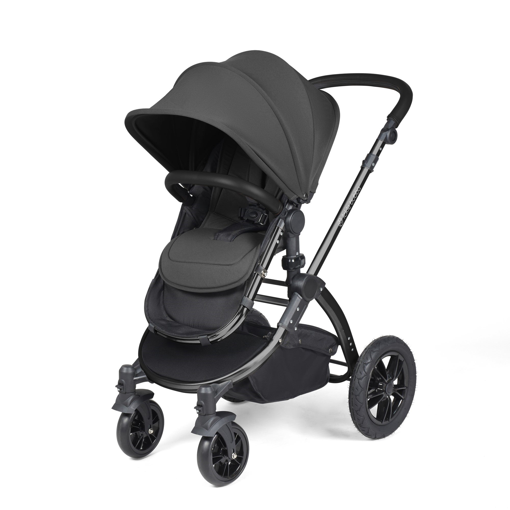 Ickle Bubba Stomp Luxe All-in-One Travel System With Isofix Base - Black / Charcoal Grey / Black   