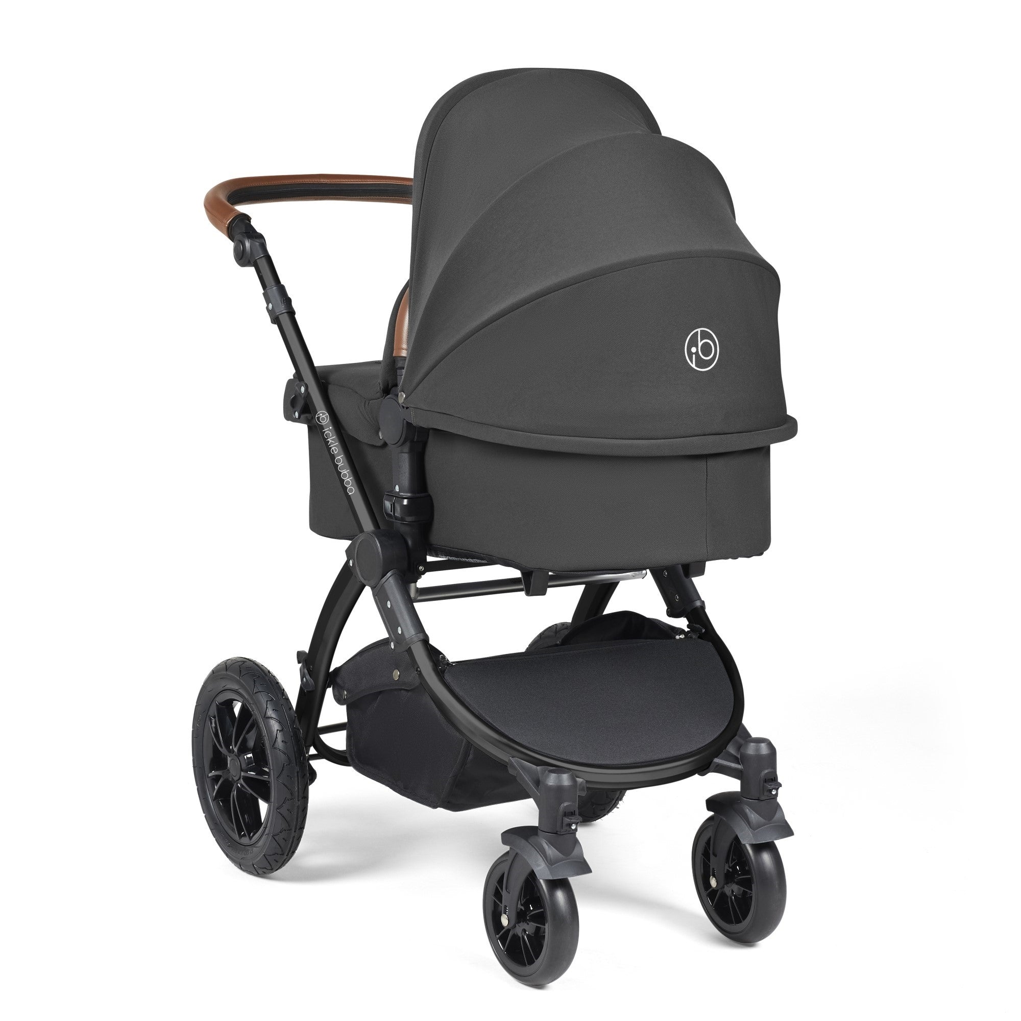 Ickle Bubba Stomp Luxe All-in-One Travel System With Isofix Base - Black / Charcoal Grey / Tan   