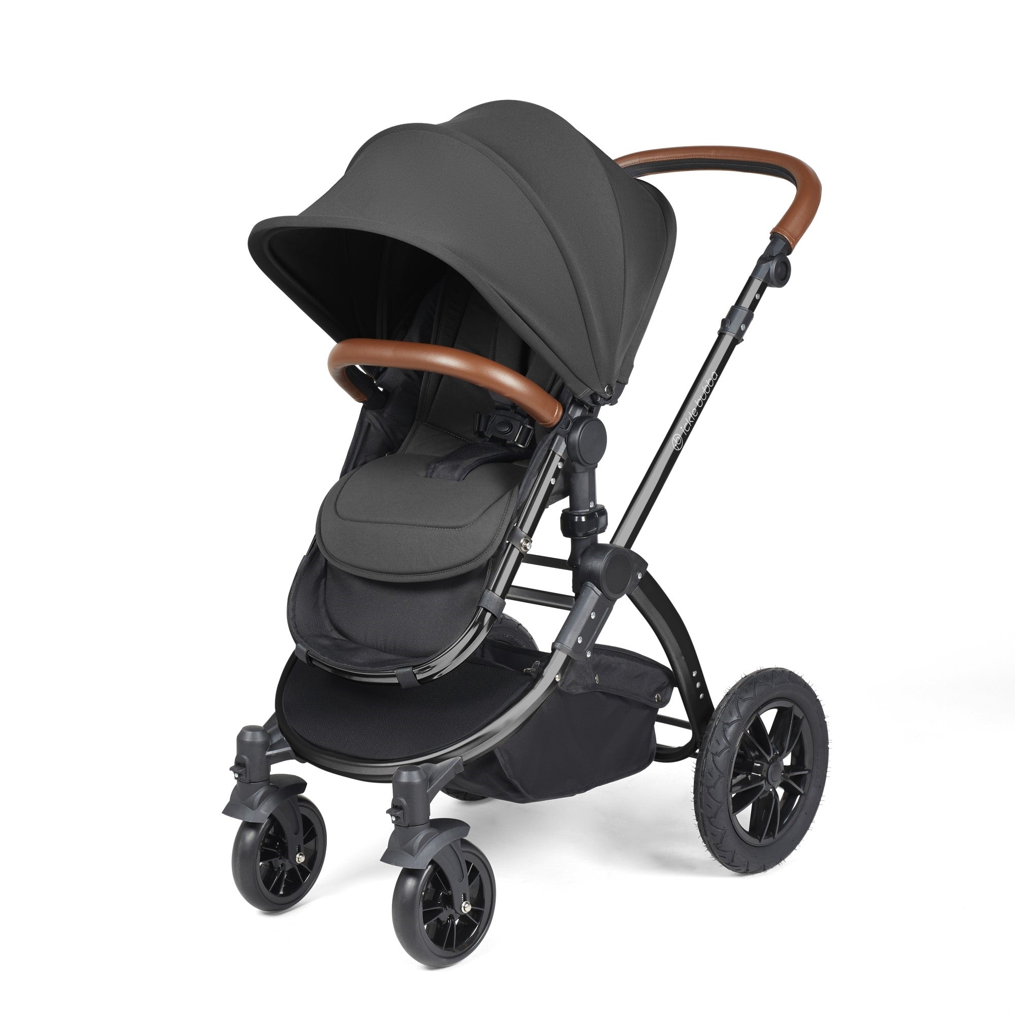 Ickle Bubba Stomp Luxe All-in-One Travel System With Isofix Base - Black / Charcoal Grey / Tan   