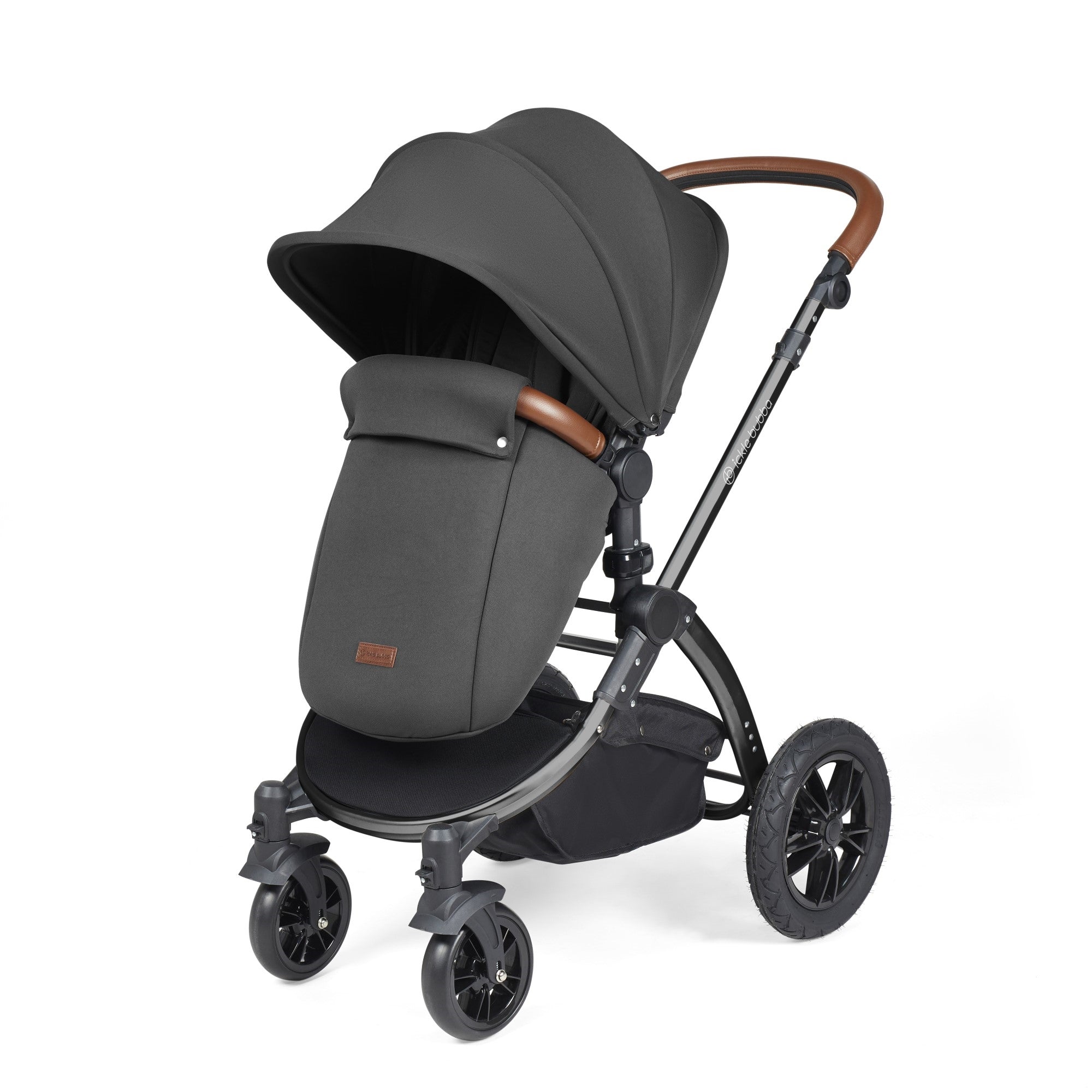 Ickle Bubba Stomp Luxe All-in-One Travel System With Isofix Base - Black / Charcoal Grey / Tan   