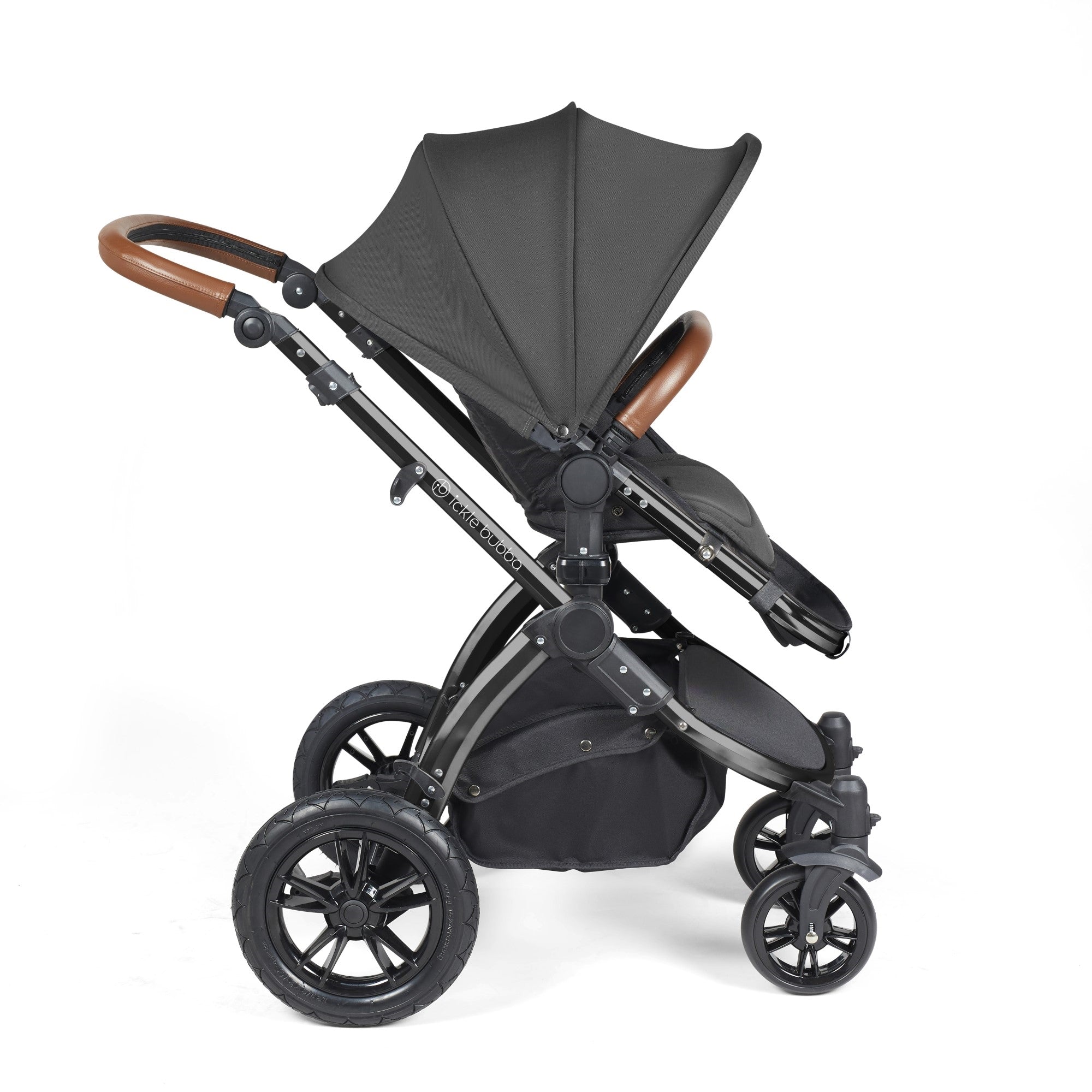 Ickle Bubba Stomp Luxe All-in-One Travel System With Isofix Base - Black / Charcoal Grey / Tan   